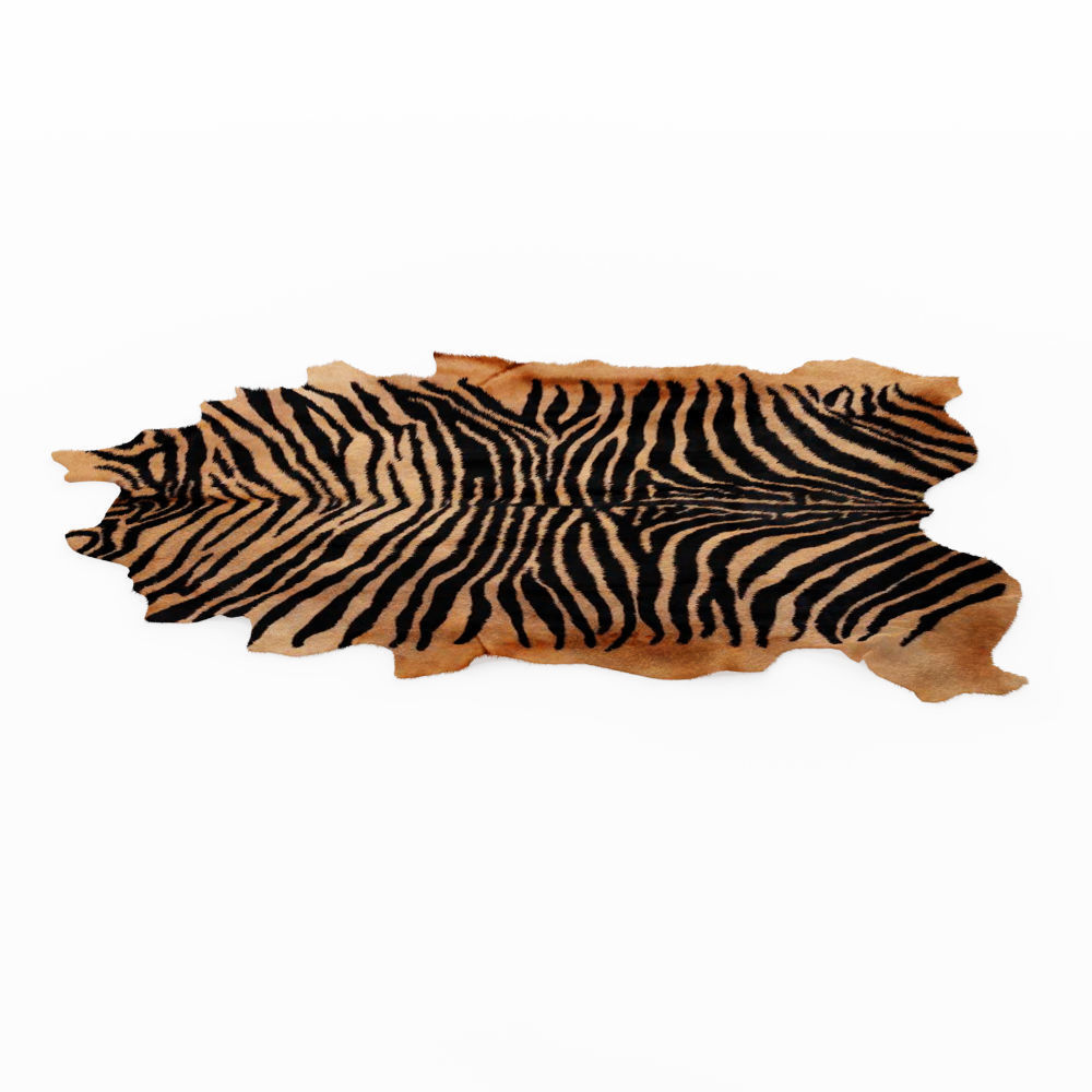 Brown And Black Zebra Cowhide Rug 3D model_2
