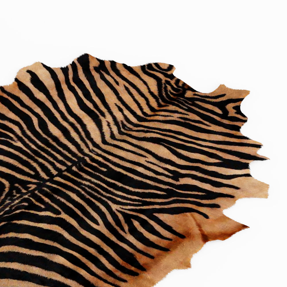 Brown And Black Zebra Cowhide Rug 3D model_3