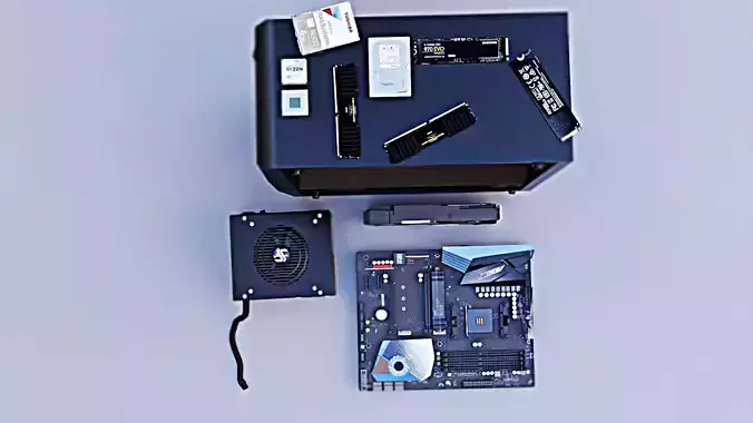 Pc Pack-comptuer parts  Low-poly 3D model