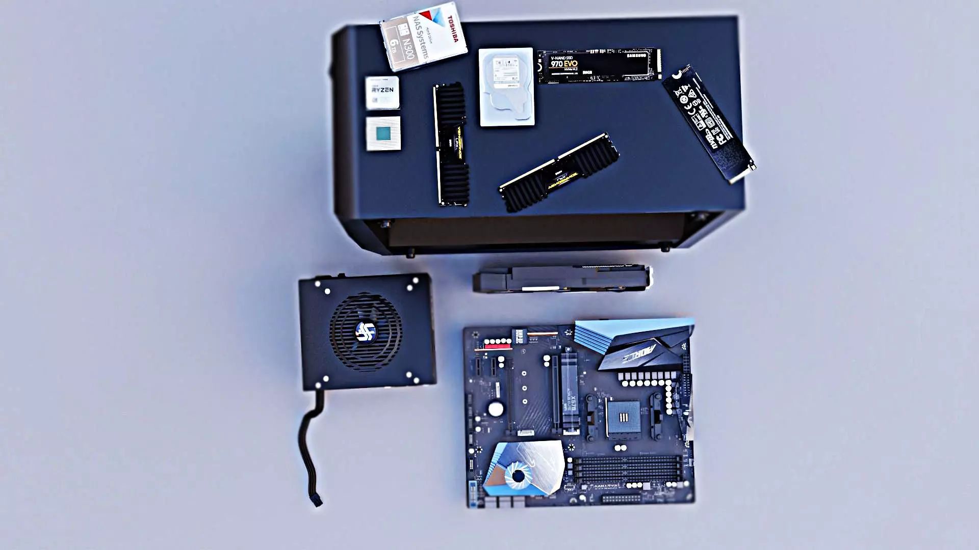 Pc Pack-comptuer parts Low-poly 3D model