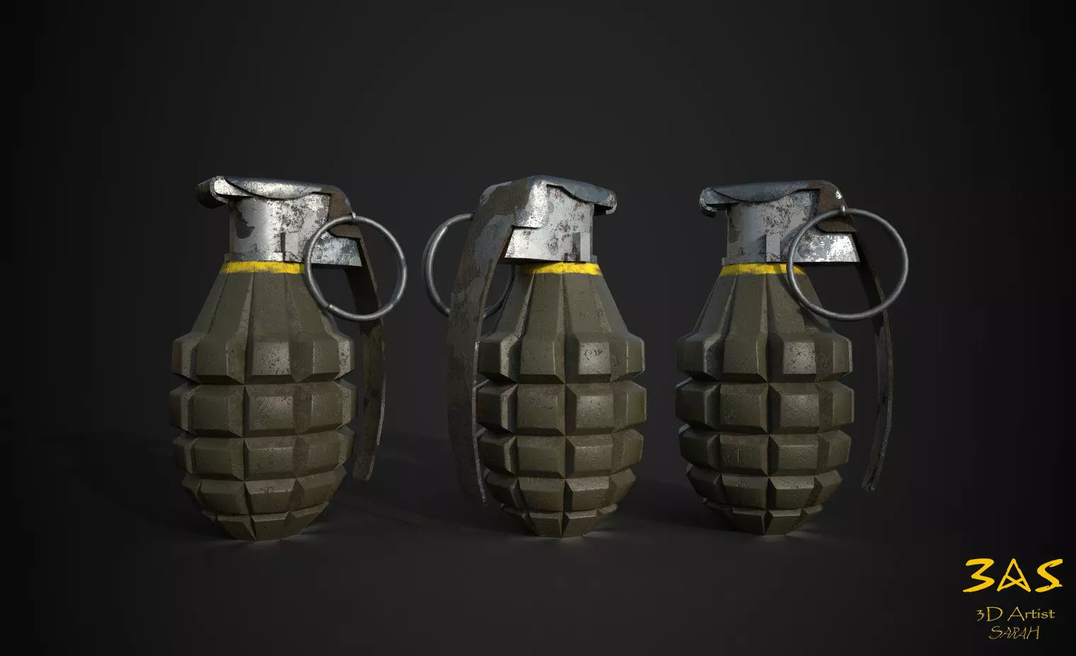 Lowpoly Grenade Low-poly 3D model_0