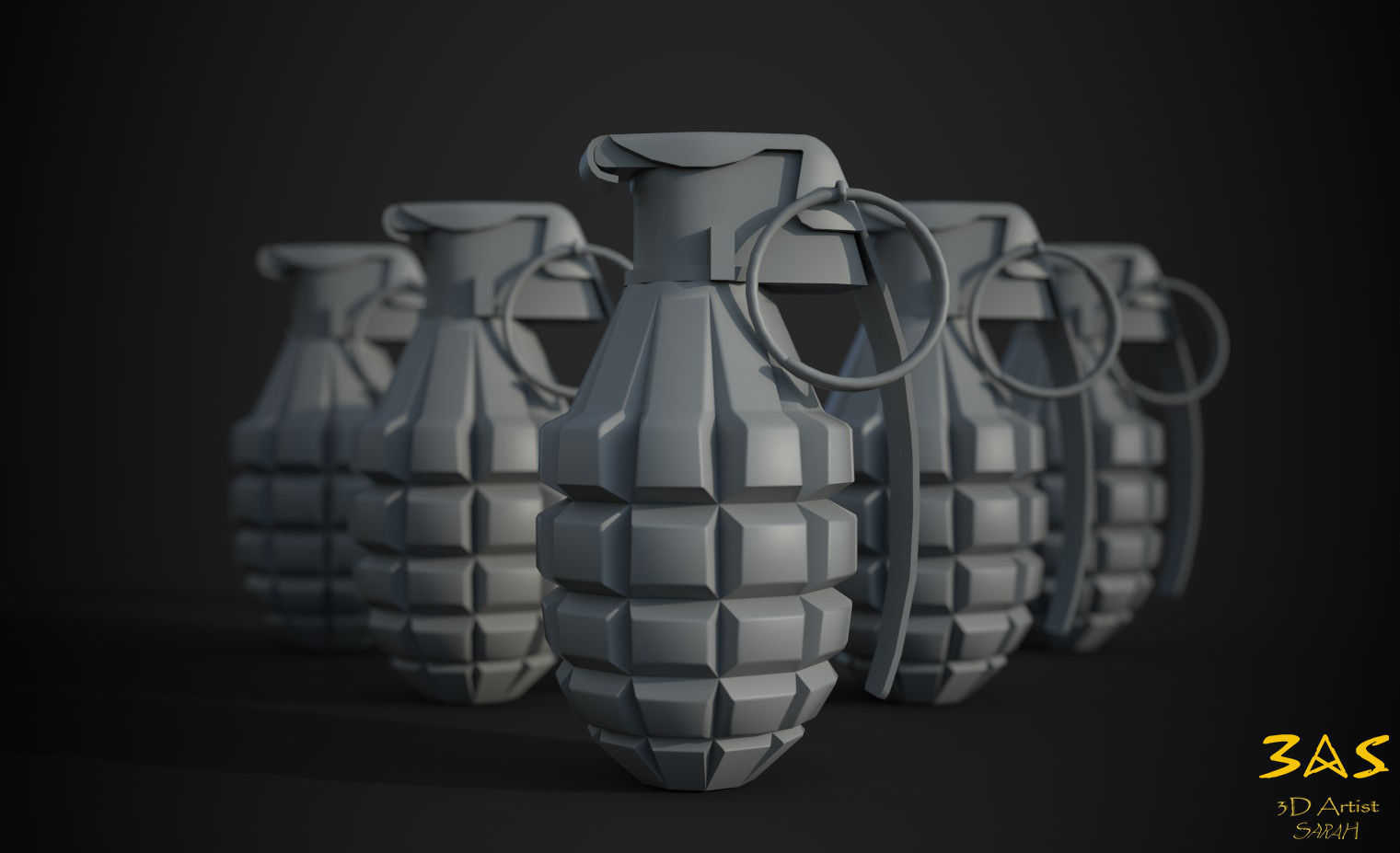 Lowpoly Grenade Low-poly 3D model_4