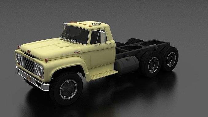 T-Series T-850 Truck Chassis Tandem Axle 1964 Low-poly 3D model