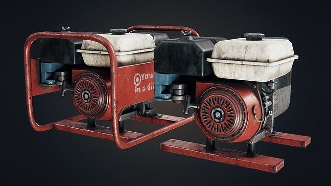 Old gasoline generator Low-poly 3D model