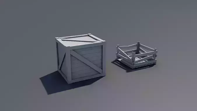 crates of wood Low-poly 3D model