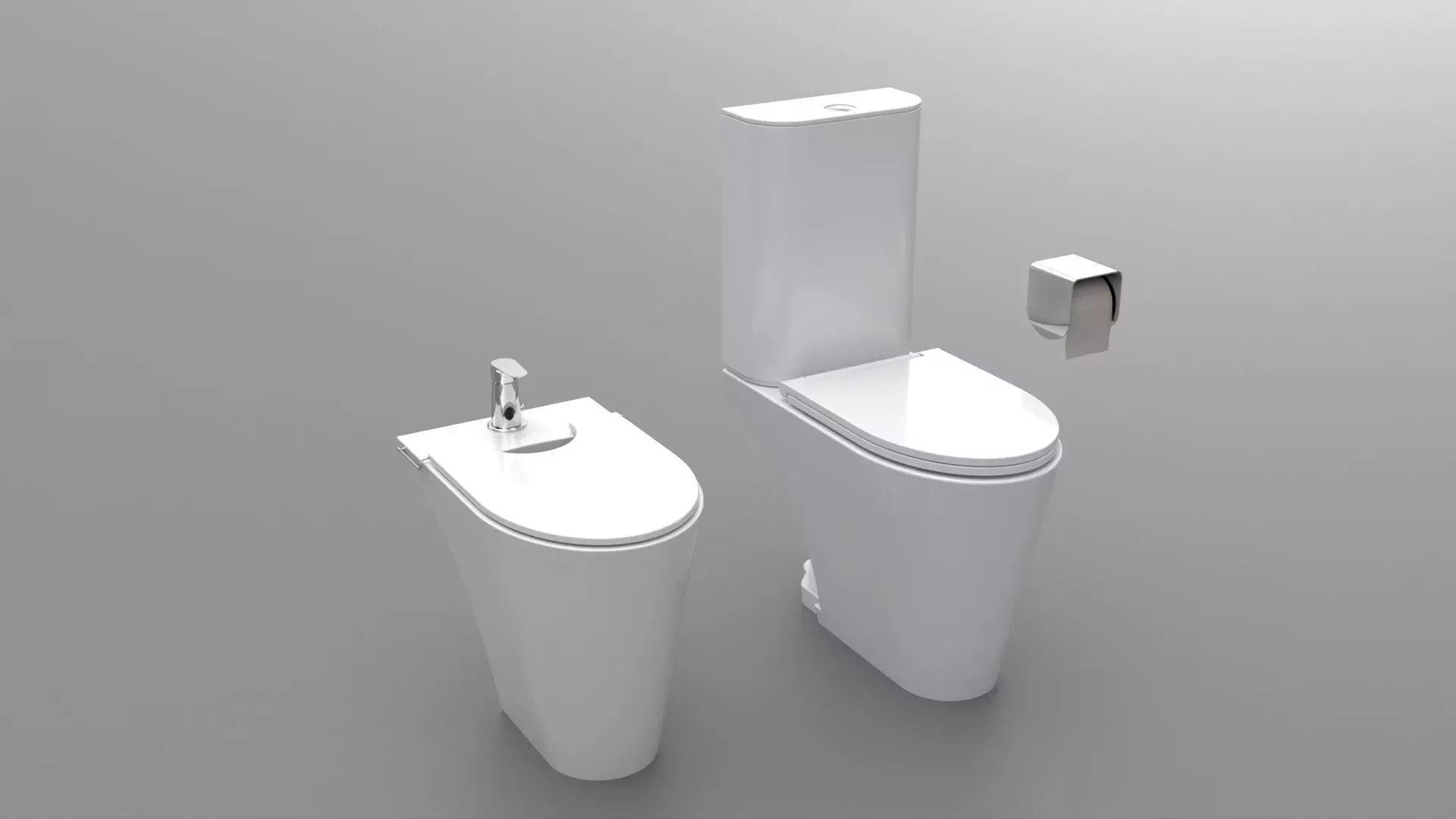 Toilet set two toilets 3D model_0