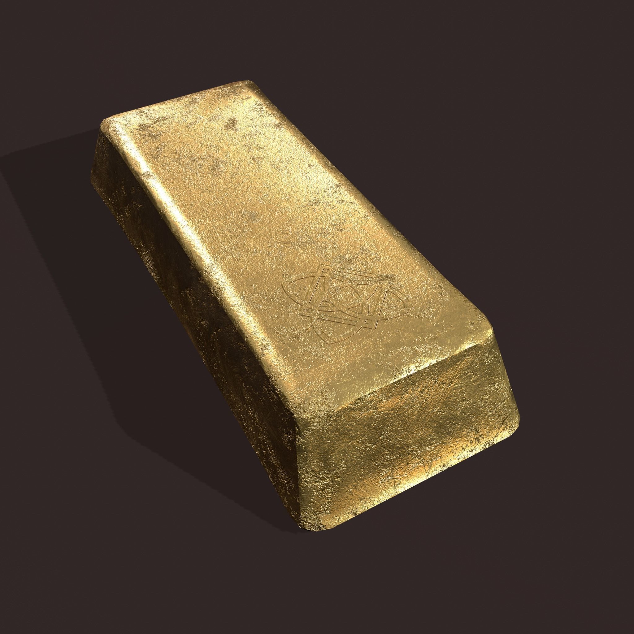 Gold Ingot Large Low-poly 3D model_4