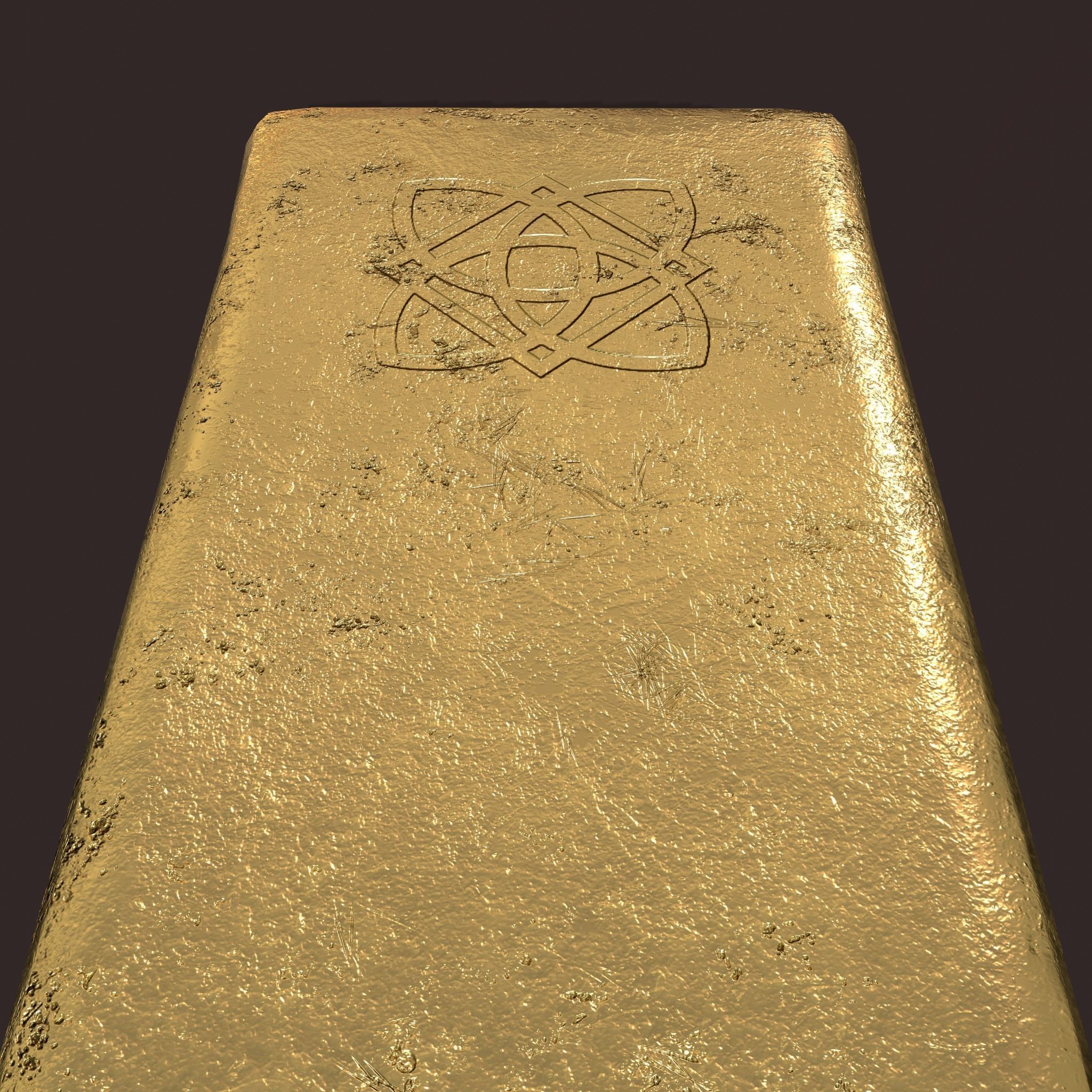 Gold Ingot Large Low-poly 3D model_11