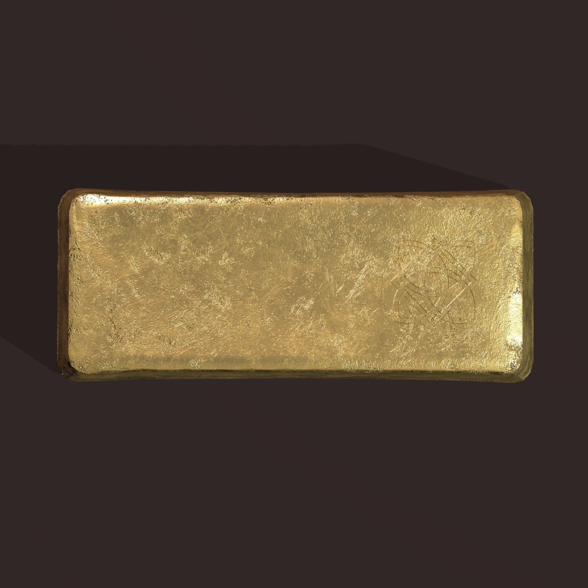 Gold Ingot Large Low-poly 3D model_5