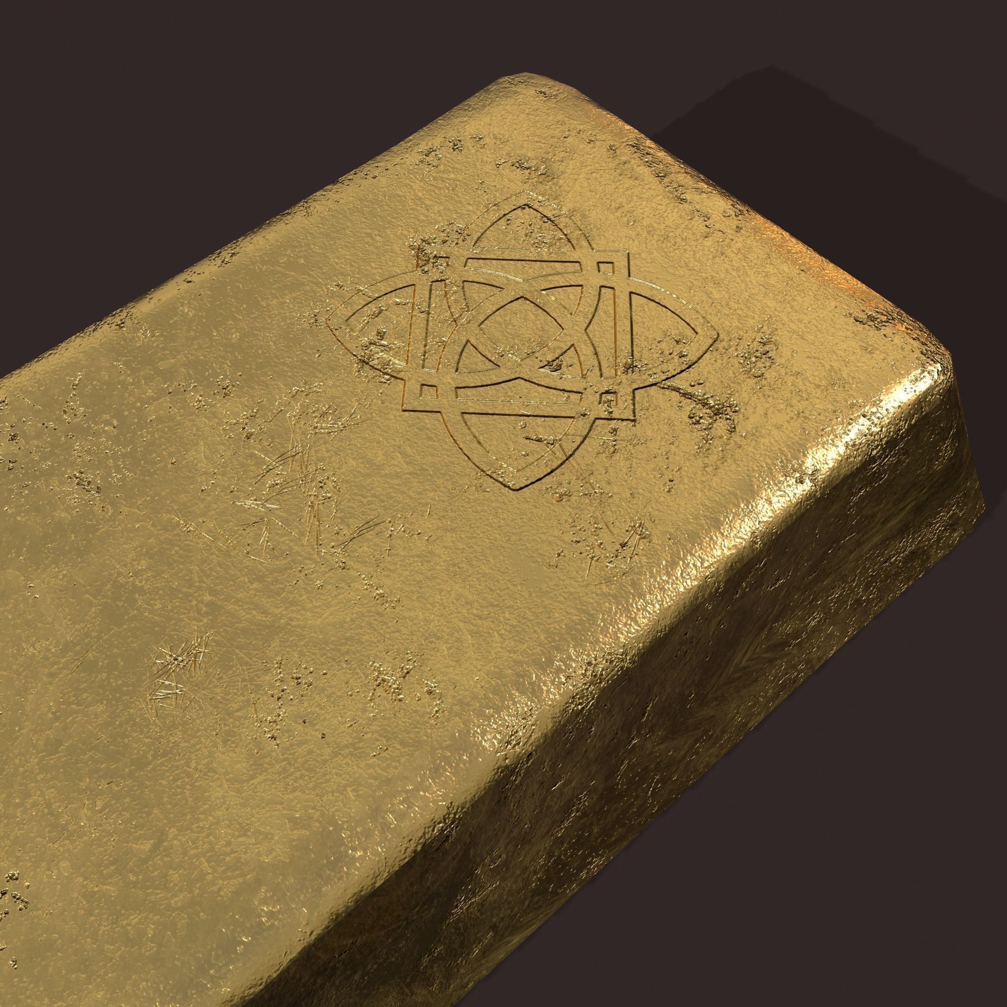Gold Ingot Large Low-poly 3D model_2