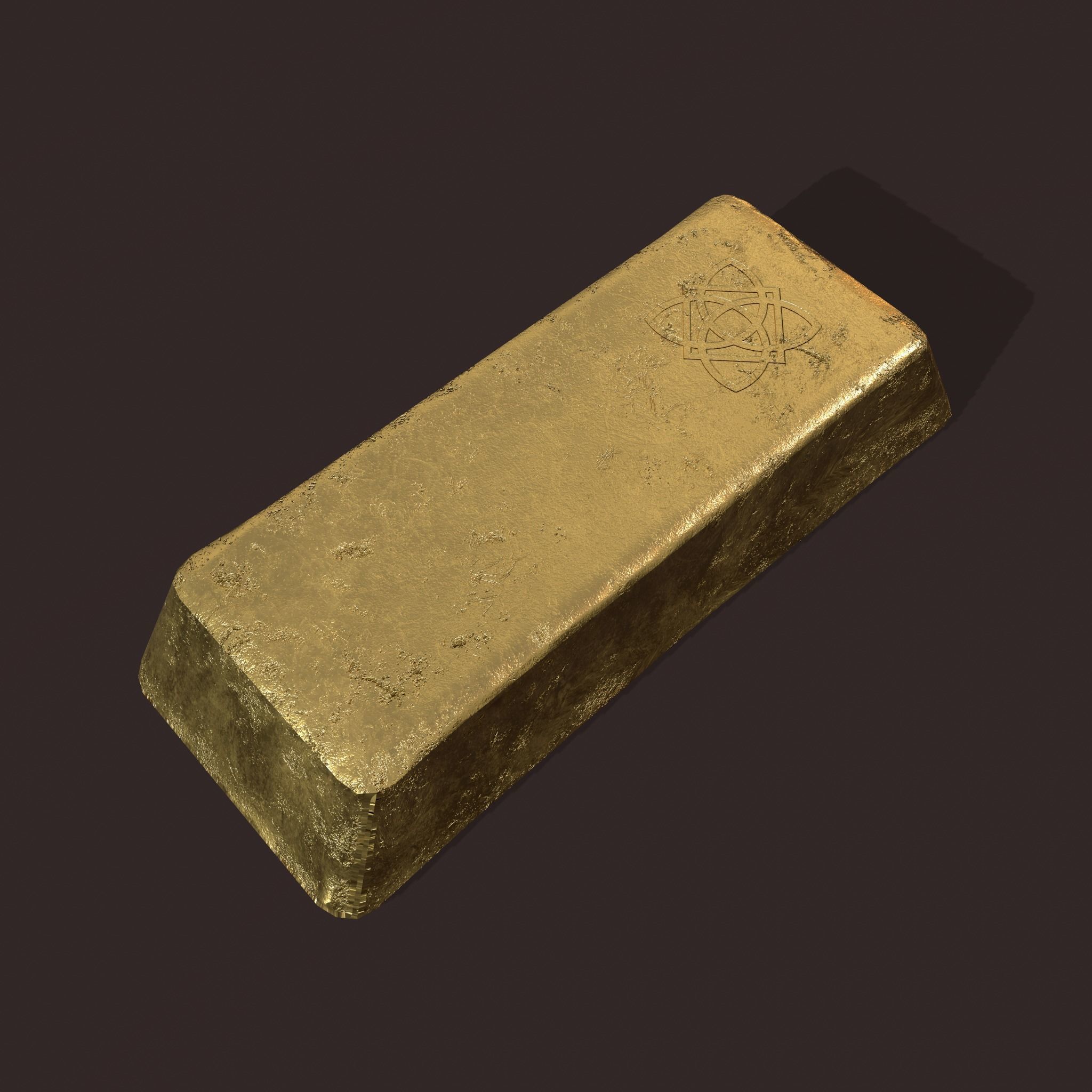 Gold Ingot Large Low-poly 3D model_14