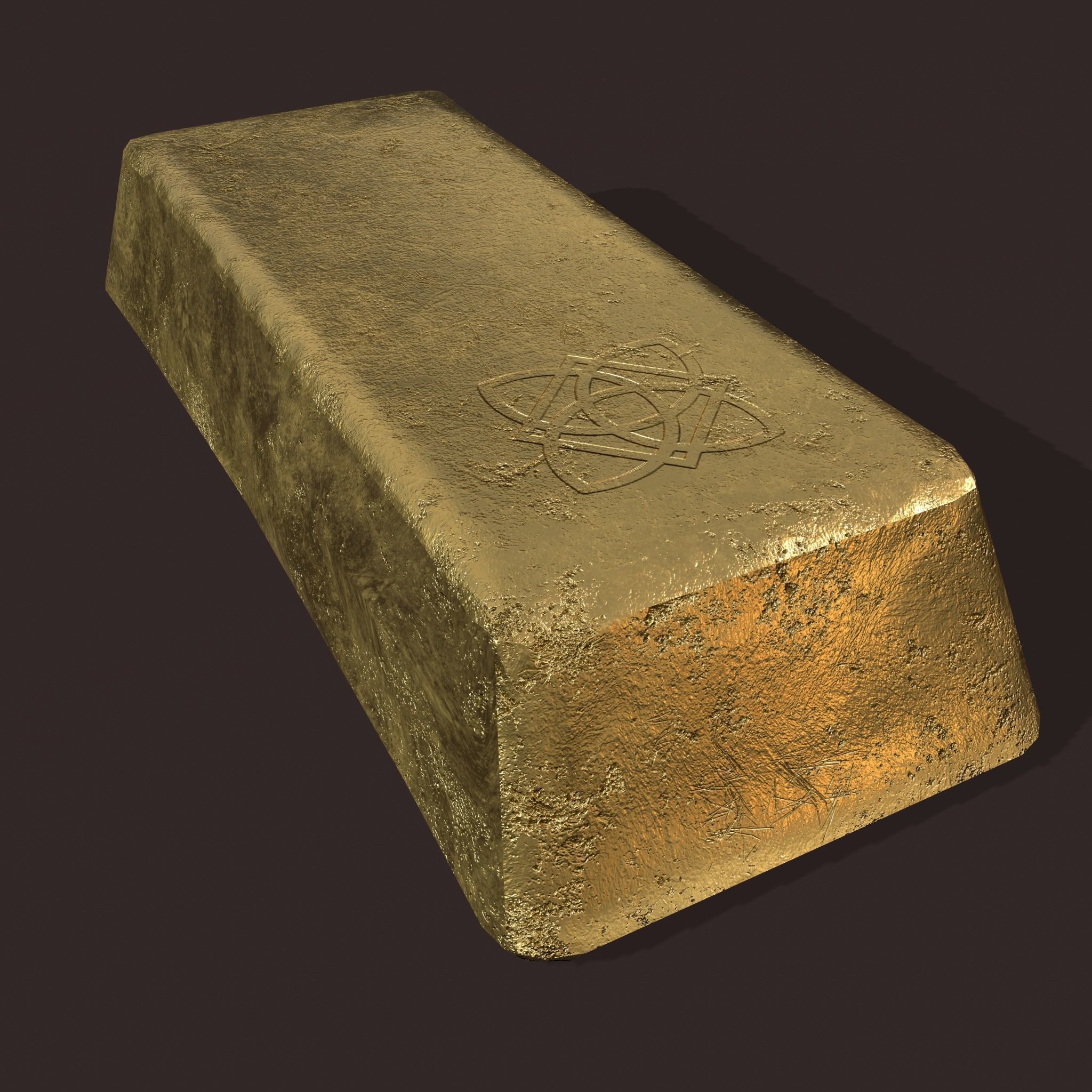 Gold Ingot Large Low-poly 3D model_15