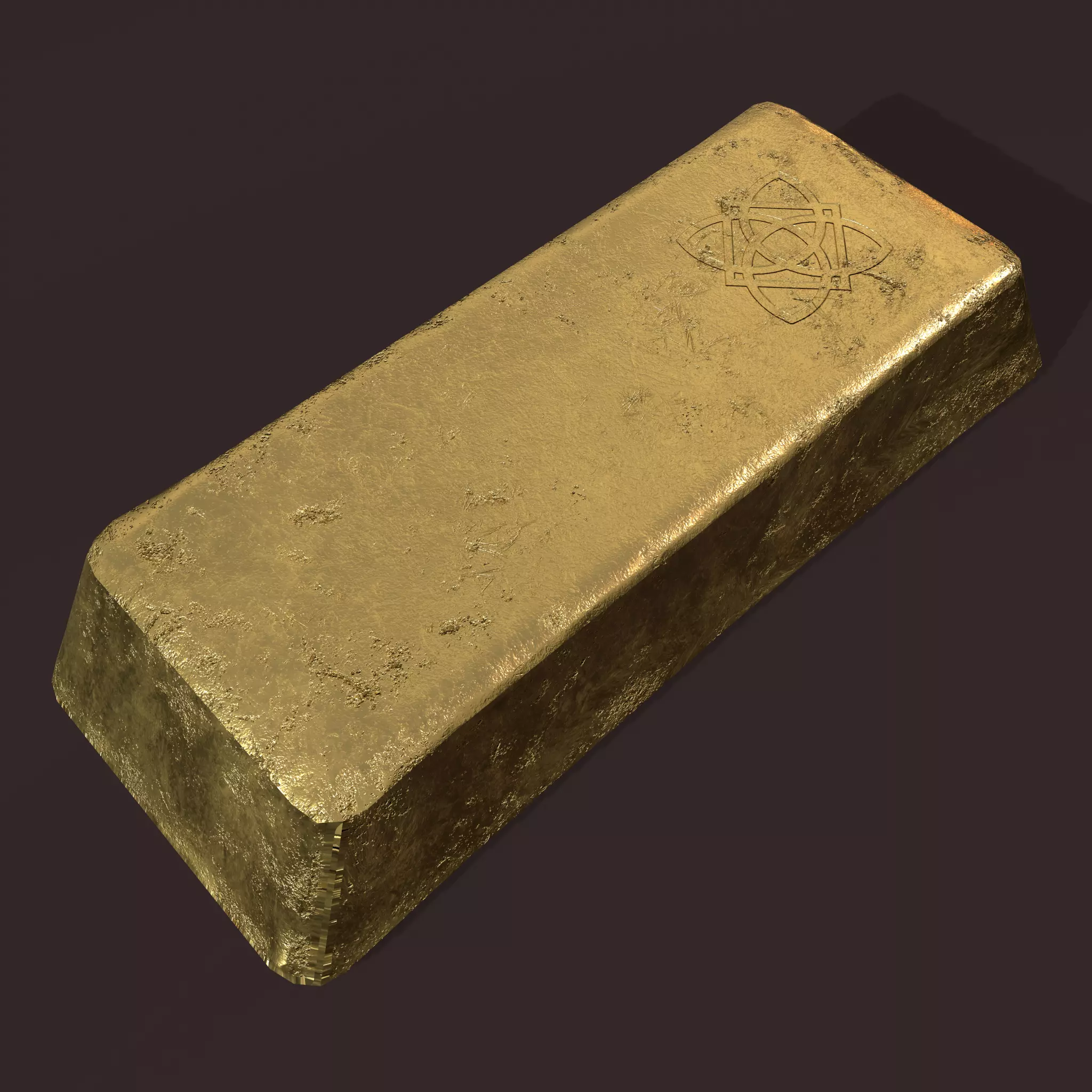 Gold Ingot Large Low-poly 3D model_0