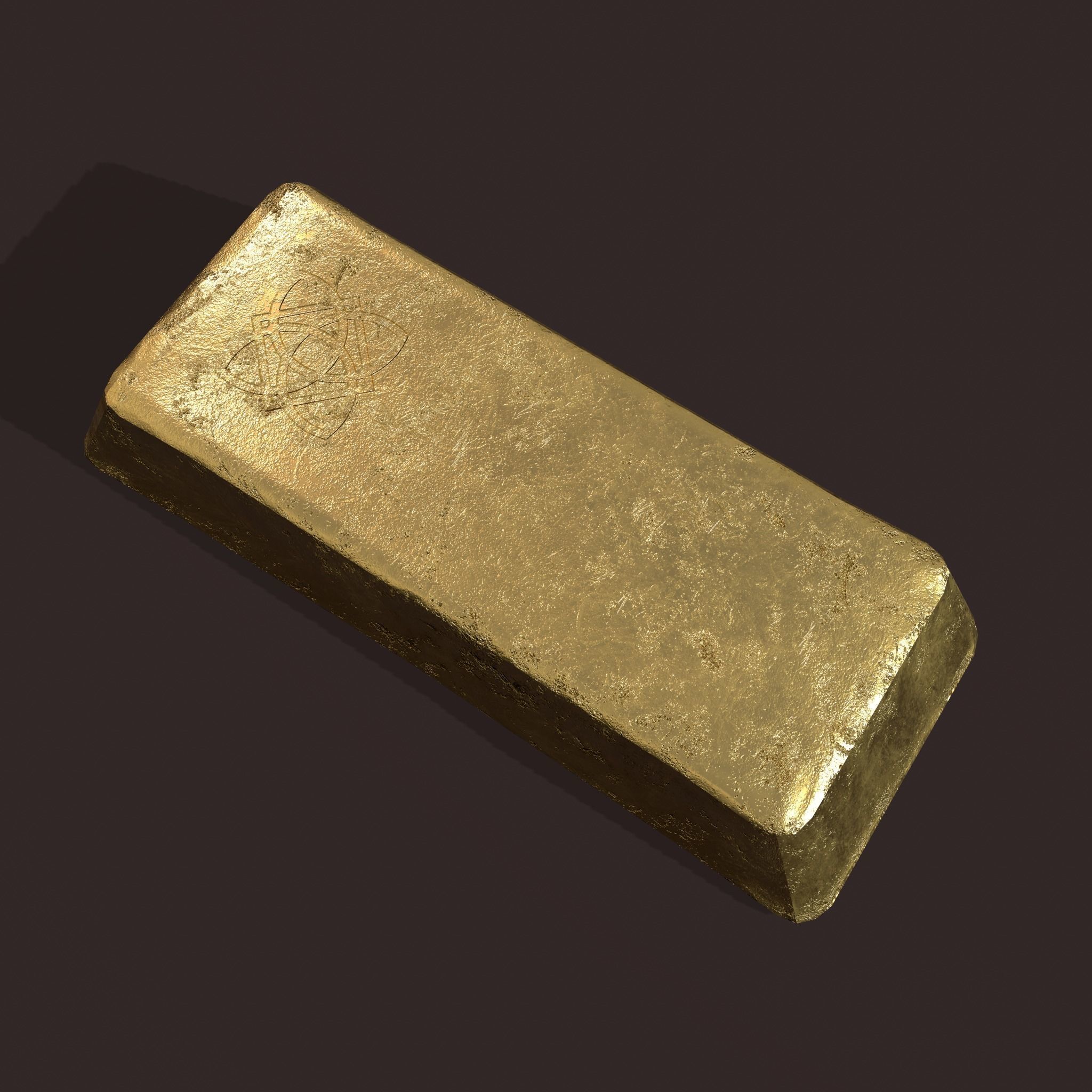 Gold Ingot Large Low-poly 3D model_10