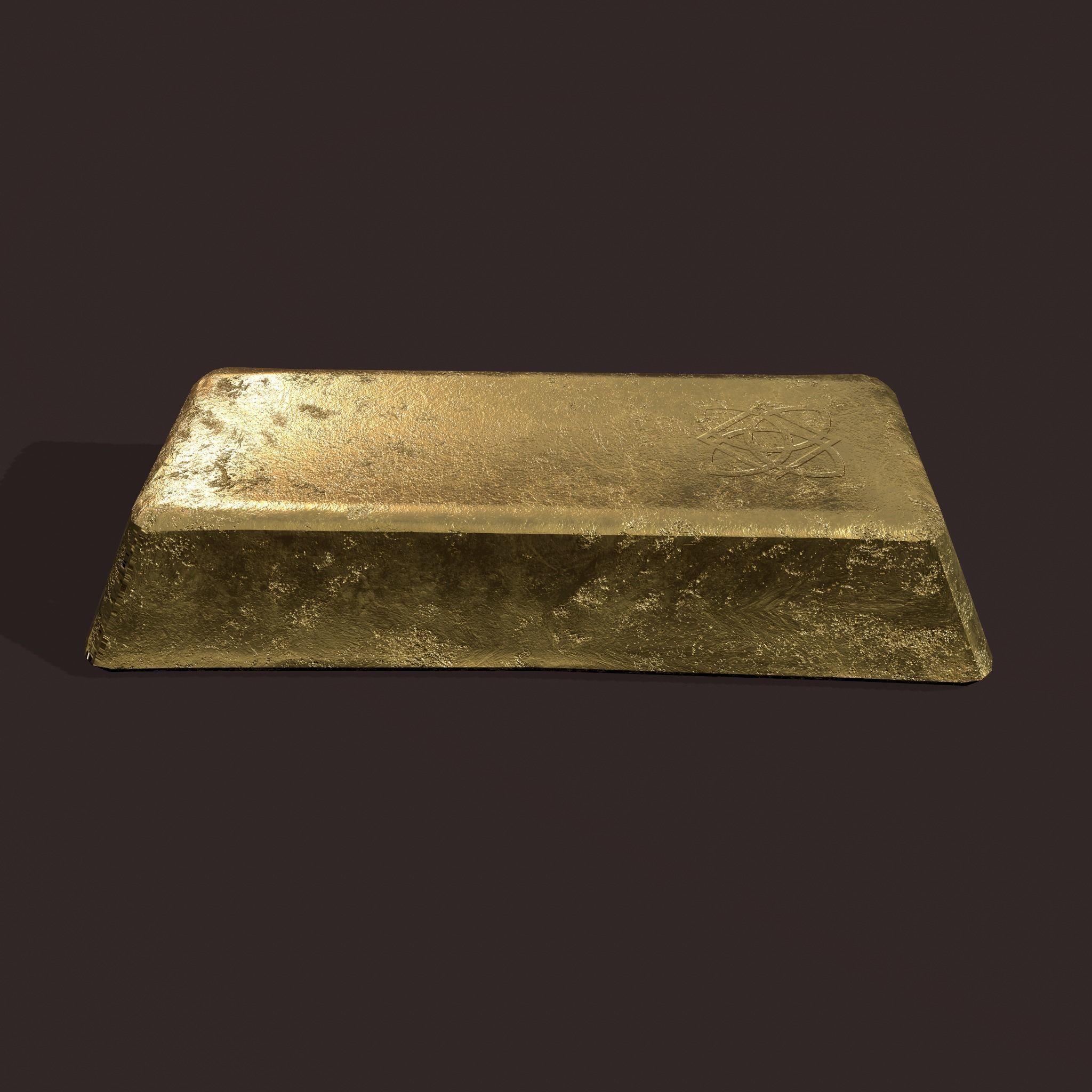 Gold Ingot Large Low-poly 3D model_7