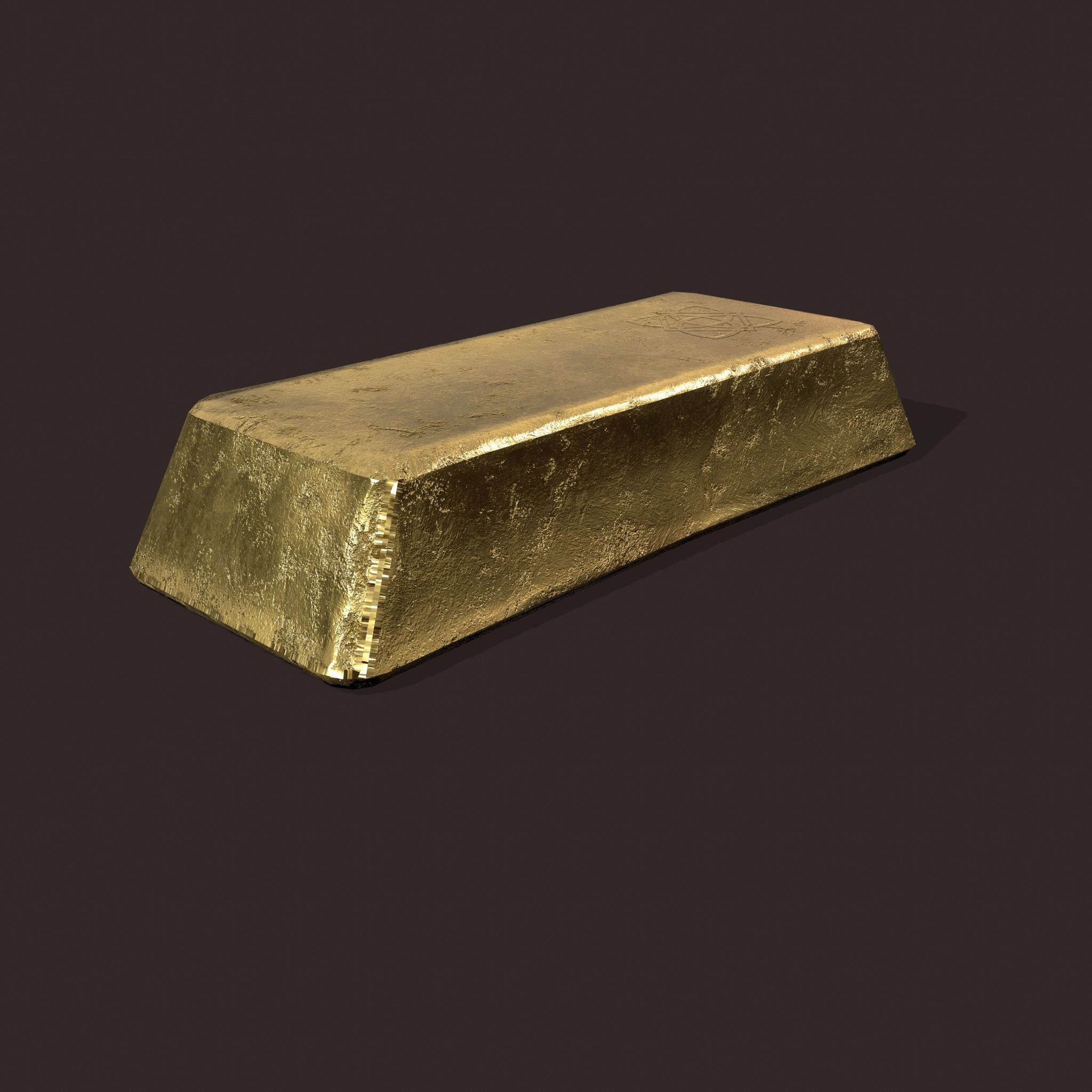 Gold Ingot Large Low-poly 3D model_12