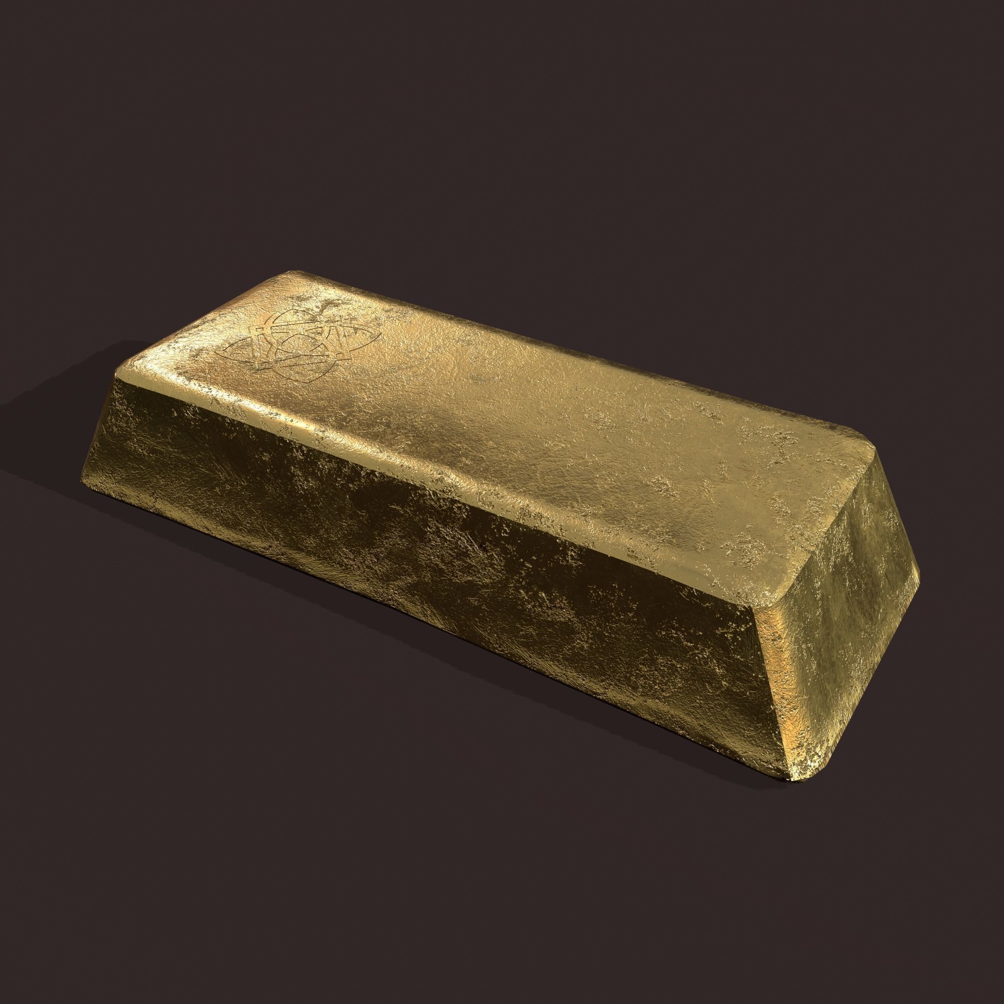 Gold Ingot Large Low-poly 3D model_9
