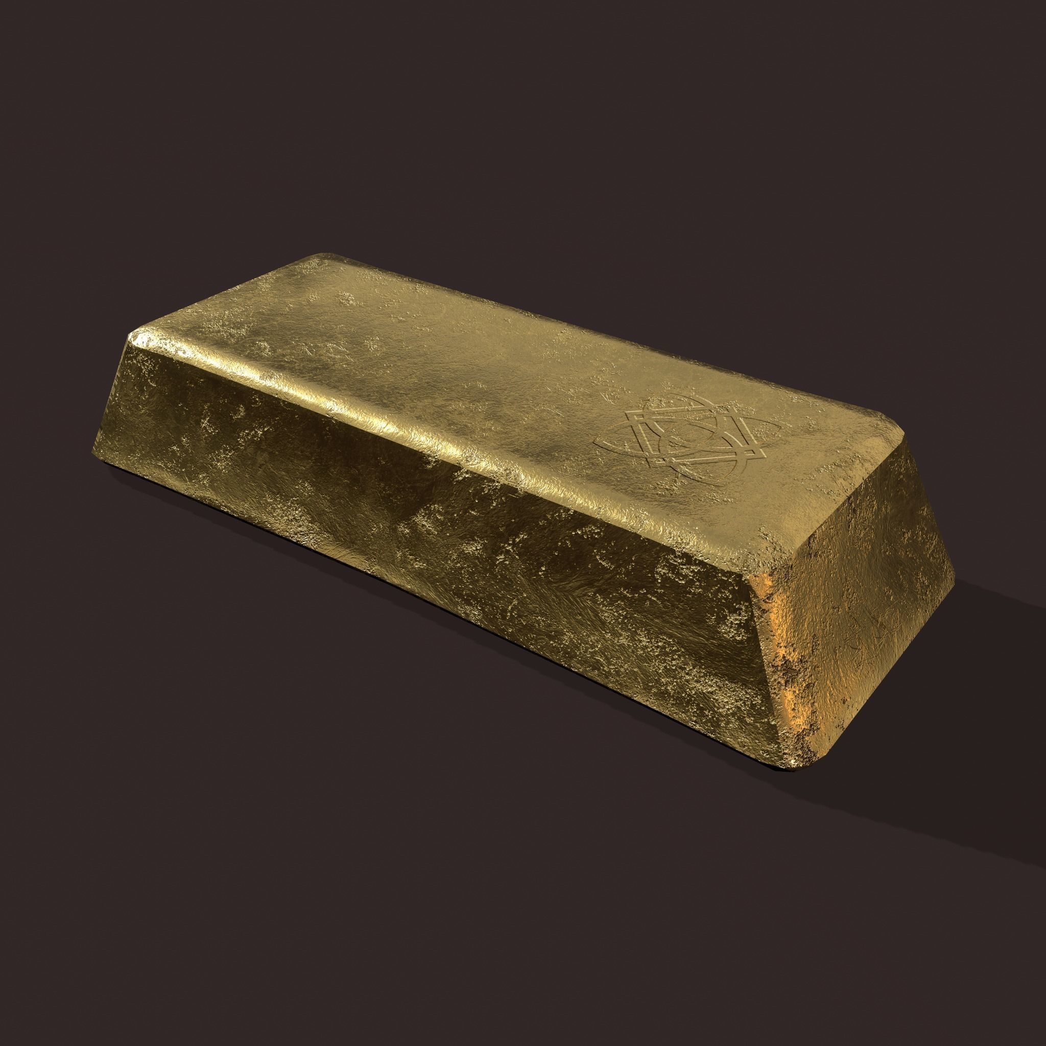 Gold Ingot Large Low-poly 3D model_3