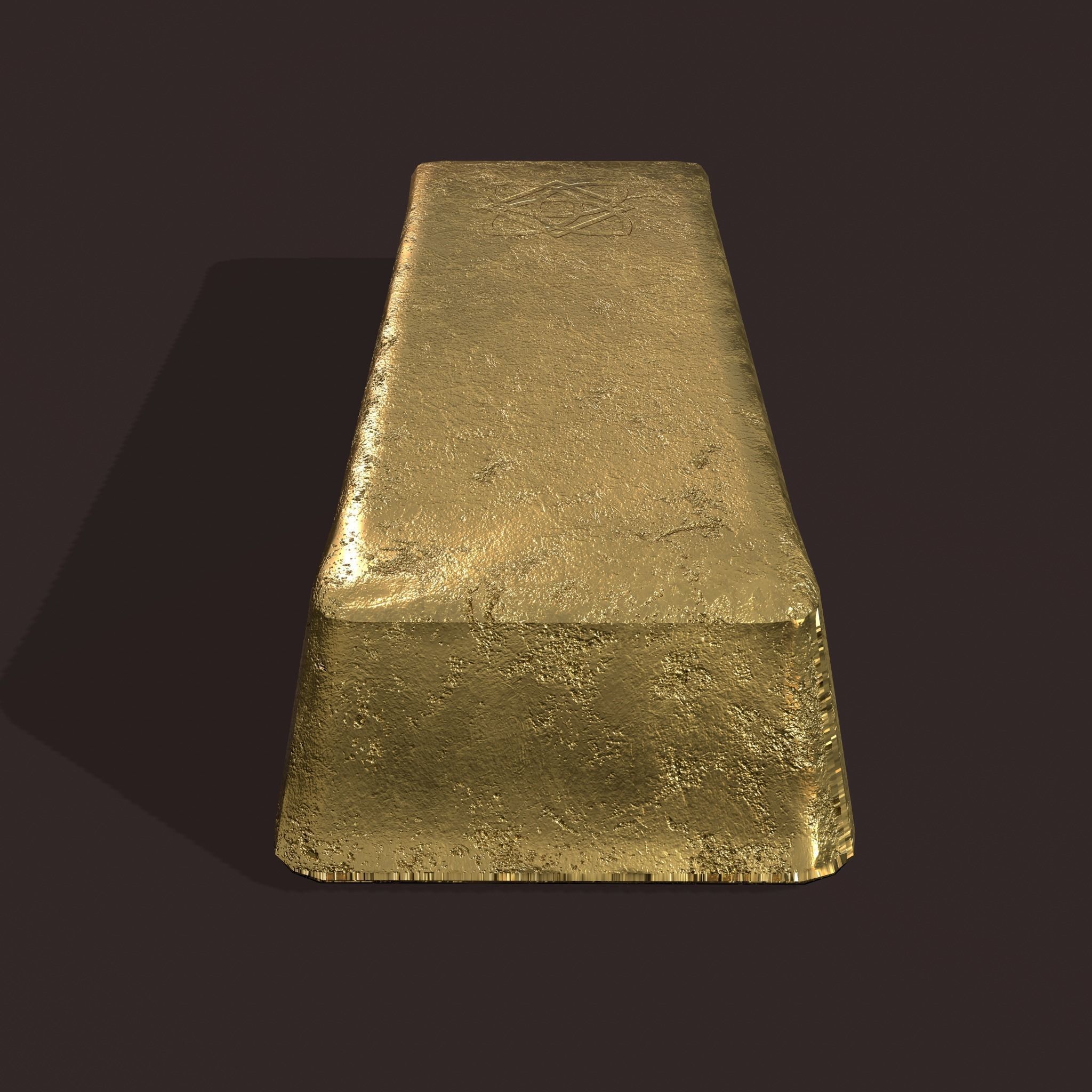 Gold Ingot Large Low-poly 3D model_8