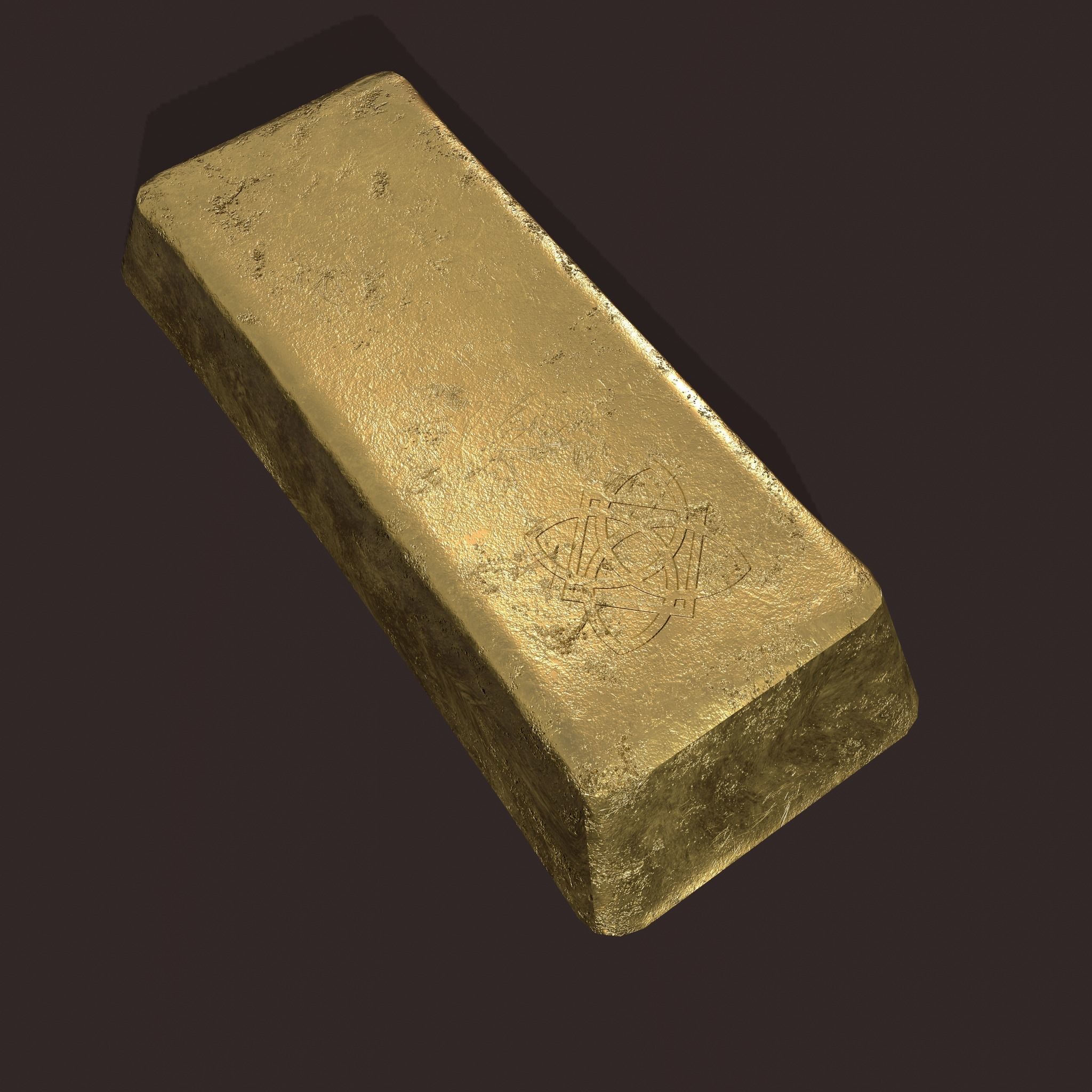 Gold Ingot Large Low-poly 3D model_6