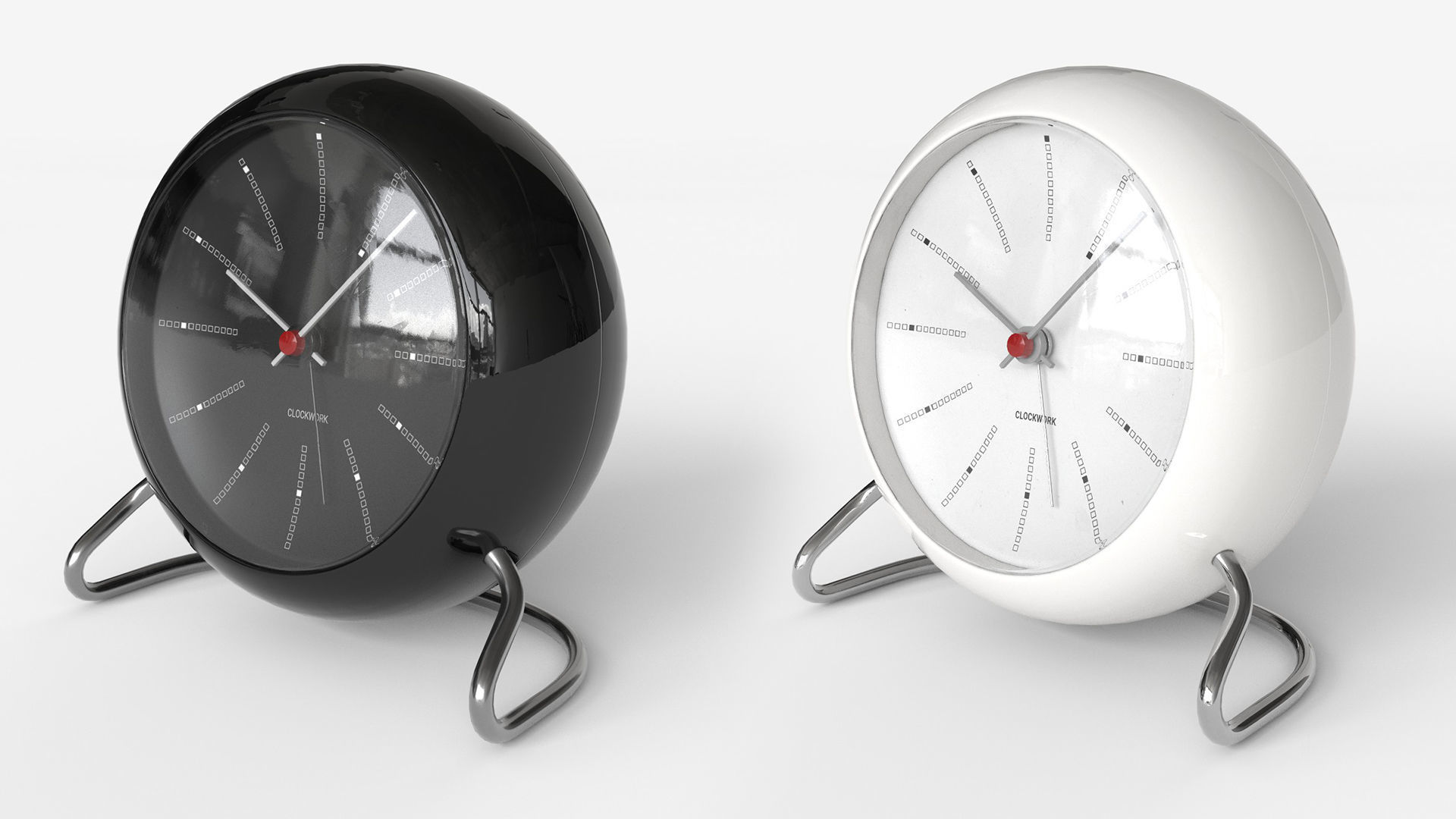  Table Clock Set Low-poly 3D model_3