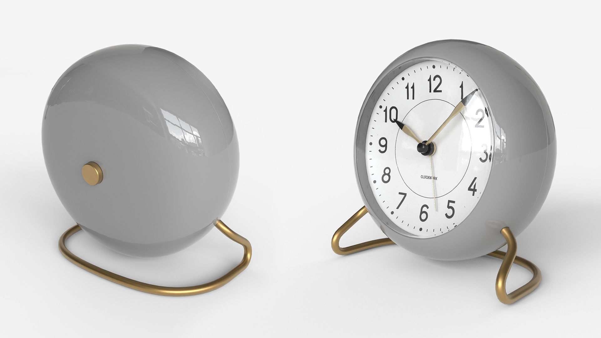 Table Clock Set Low-poly 3D model_7