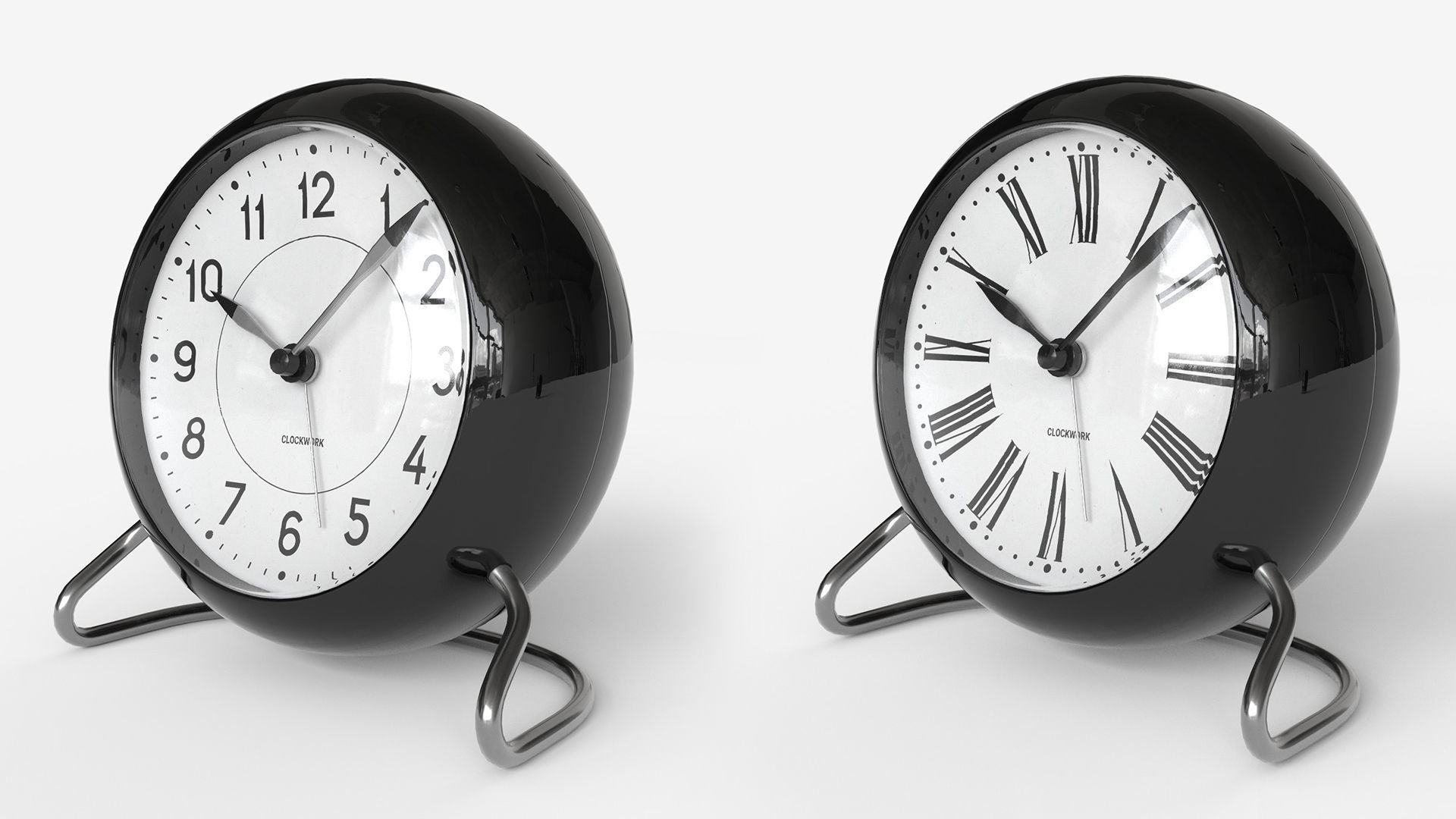  Table Clock Set Low-poly 3D model_4