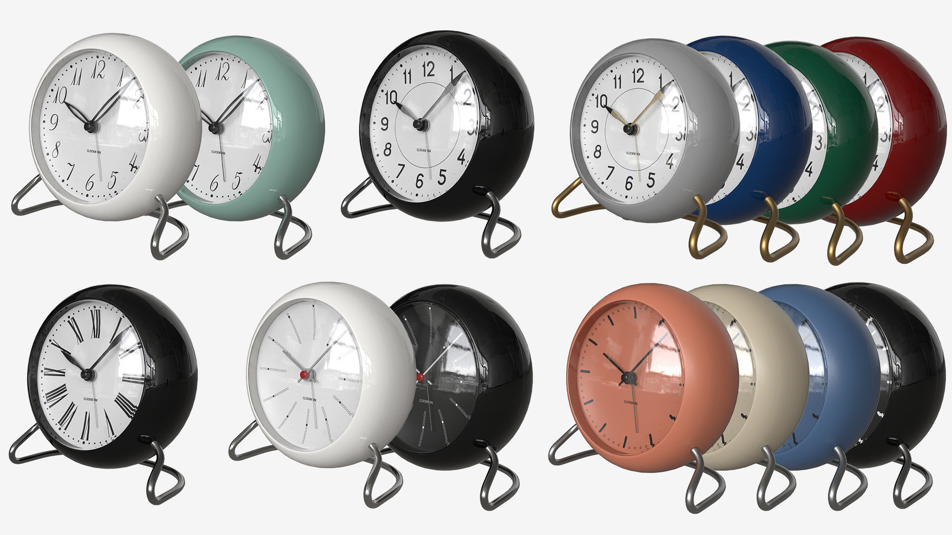  Table Clock Set Low-poly 3D model_2