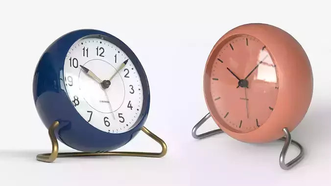  Table Clock Set Low-poly 3D model