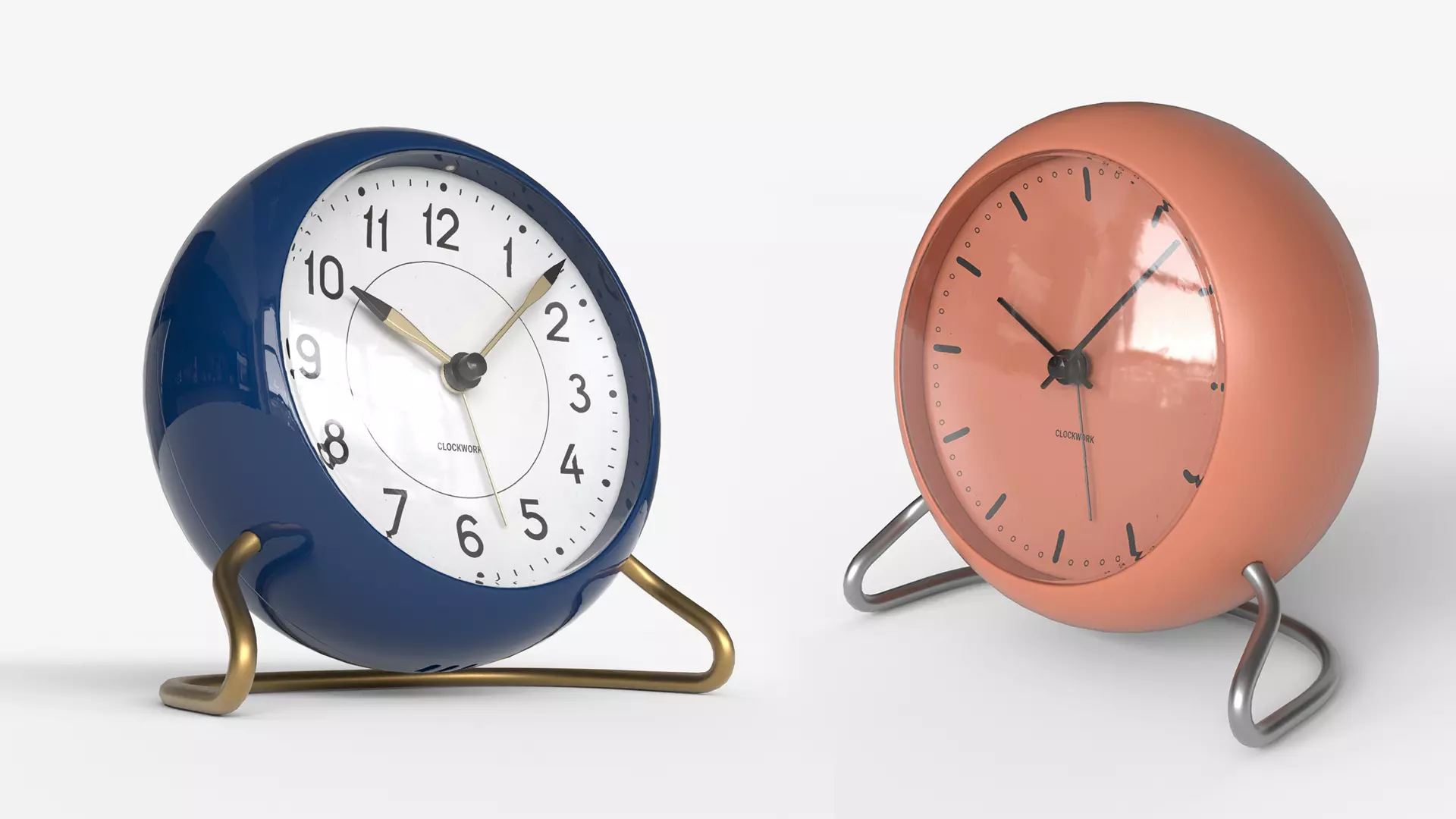  Table Clock Set Low-poly 3D model_0