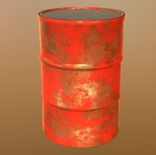 Barrel 2 old rusty Low-poly 3D model_6