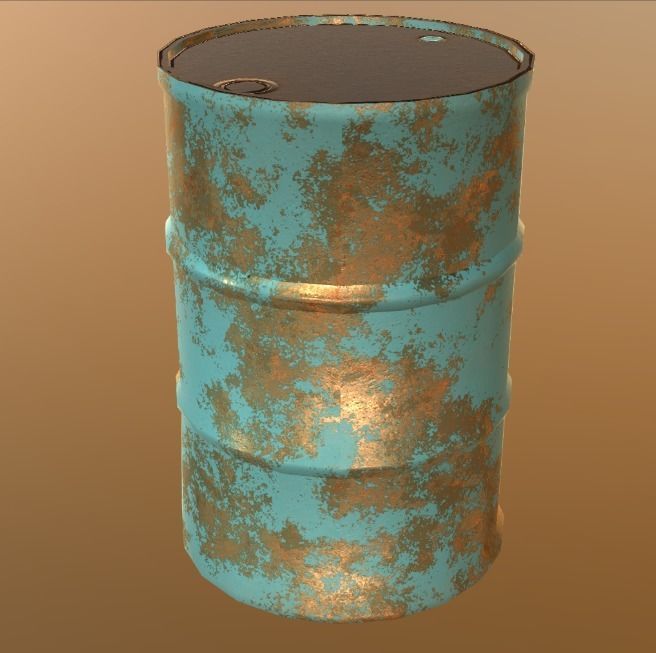 Barrel 2 old rusty Low-poly 3D model_4