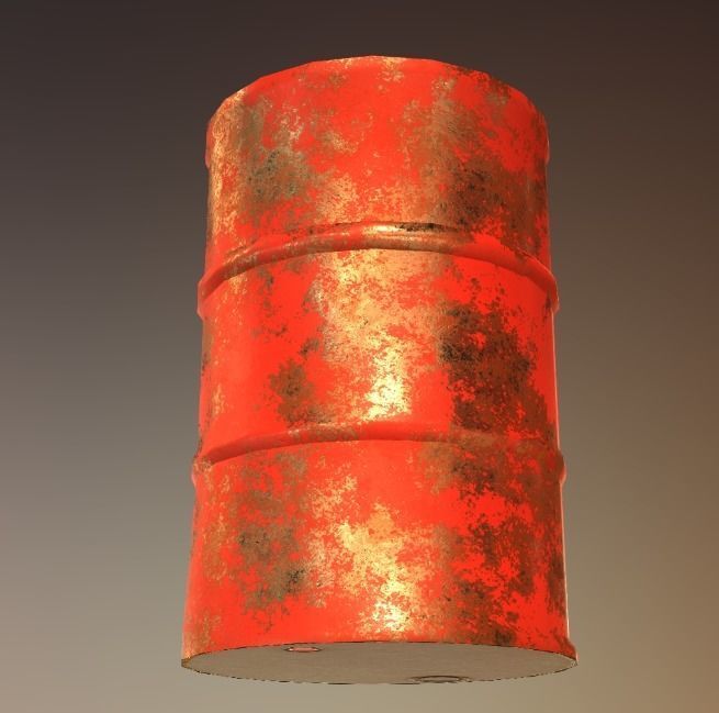 Barrel 2 old rusty Low-poly 3D model_5