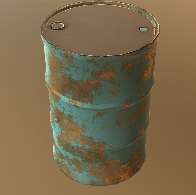 Barrel 2 old rusty Low-poly 3D model_3