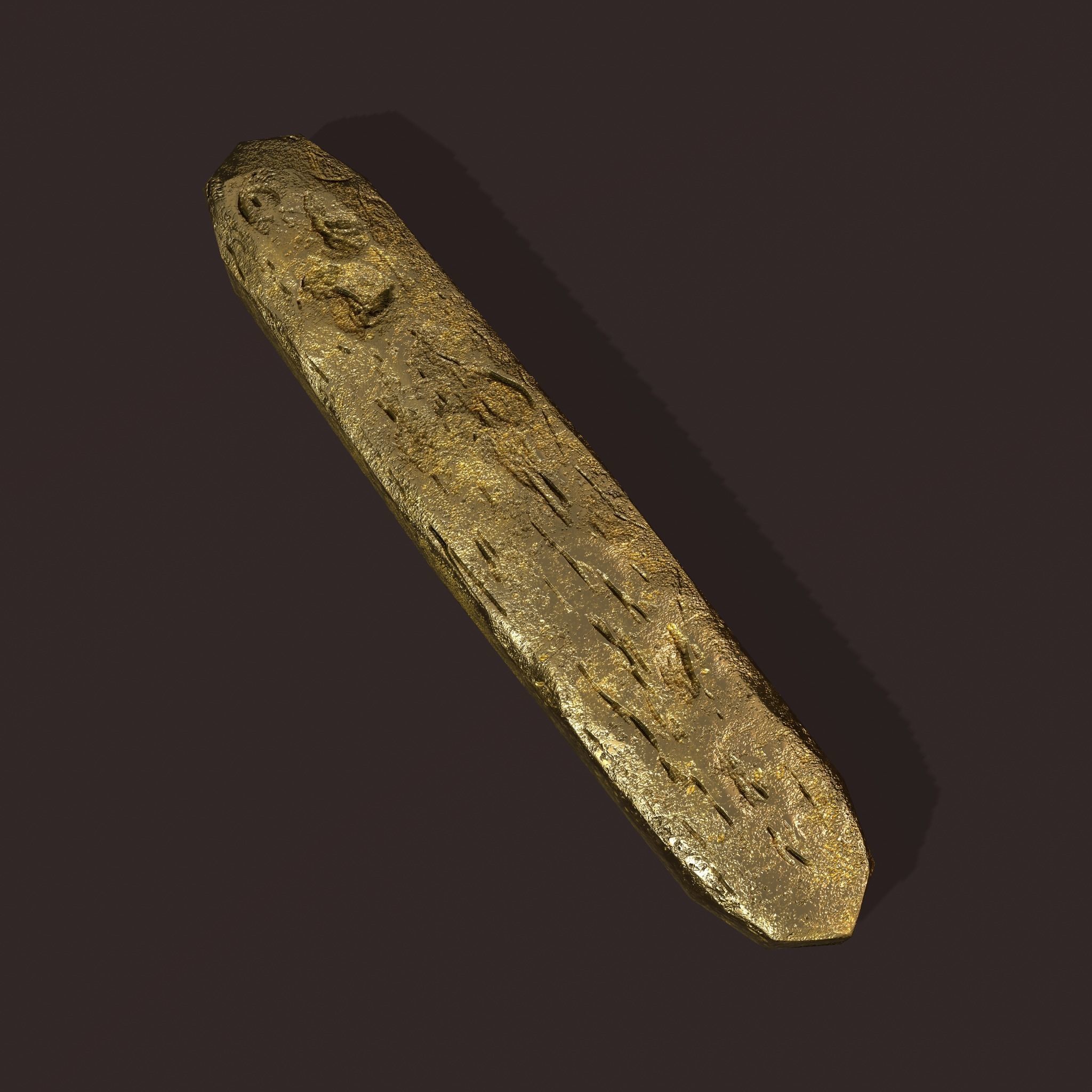 Gold Ingot Medium Low-poly 3D model_2