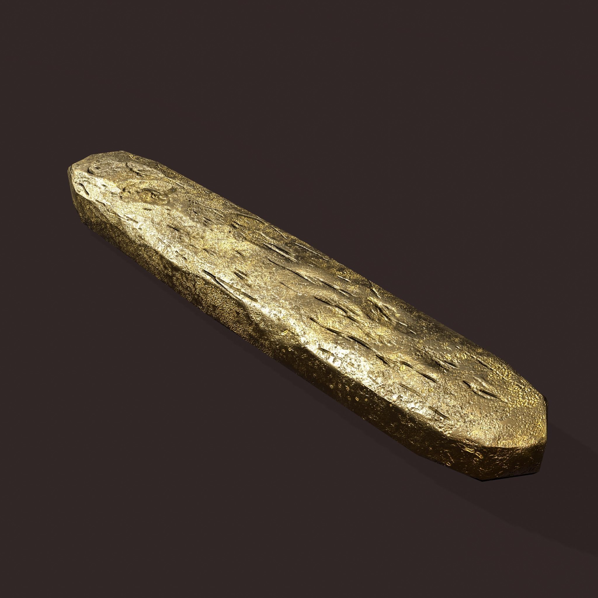 Gold Ingot Medium Low-poly 3D model_14