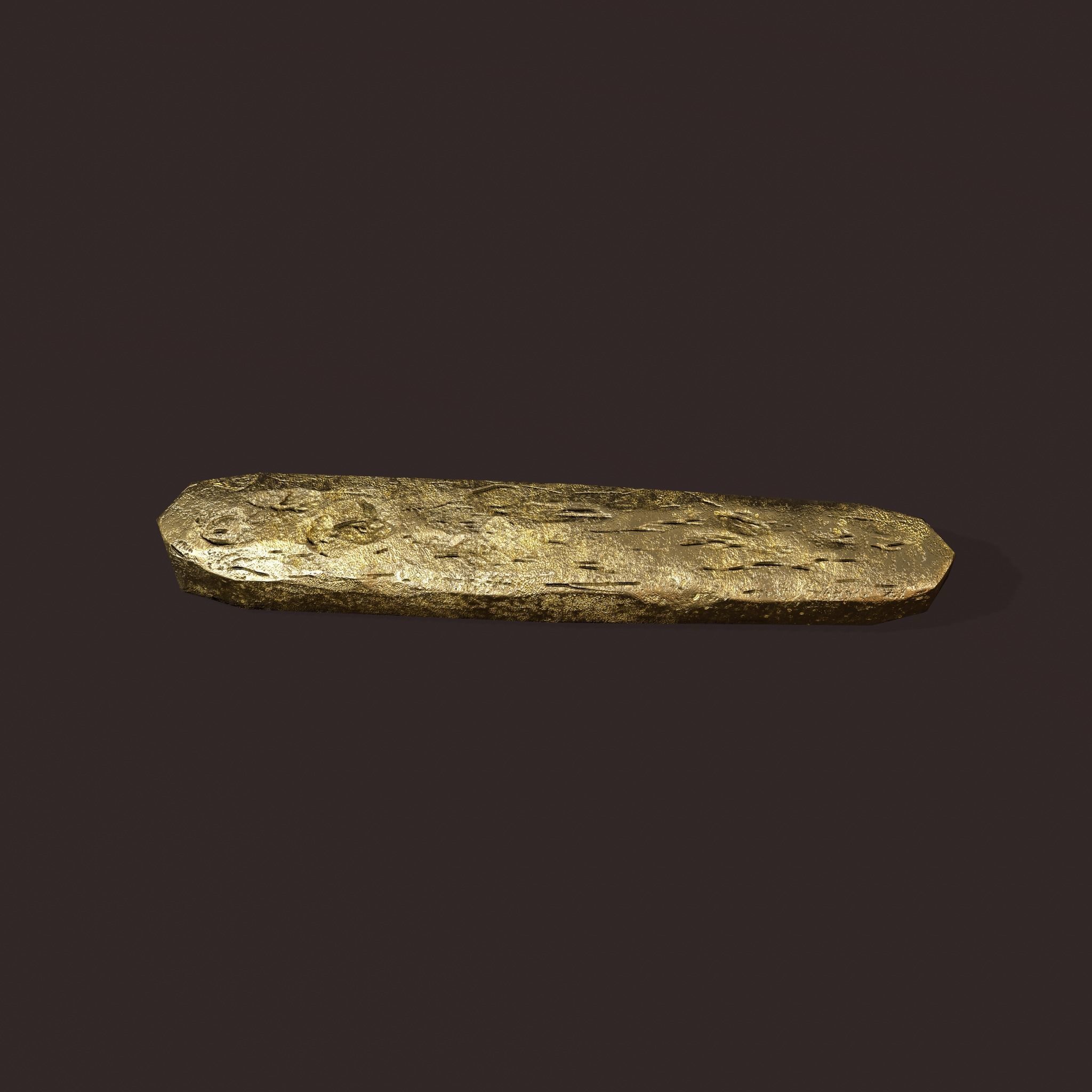 Gold Ingot Medium Low-poly 3D model_17