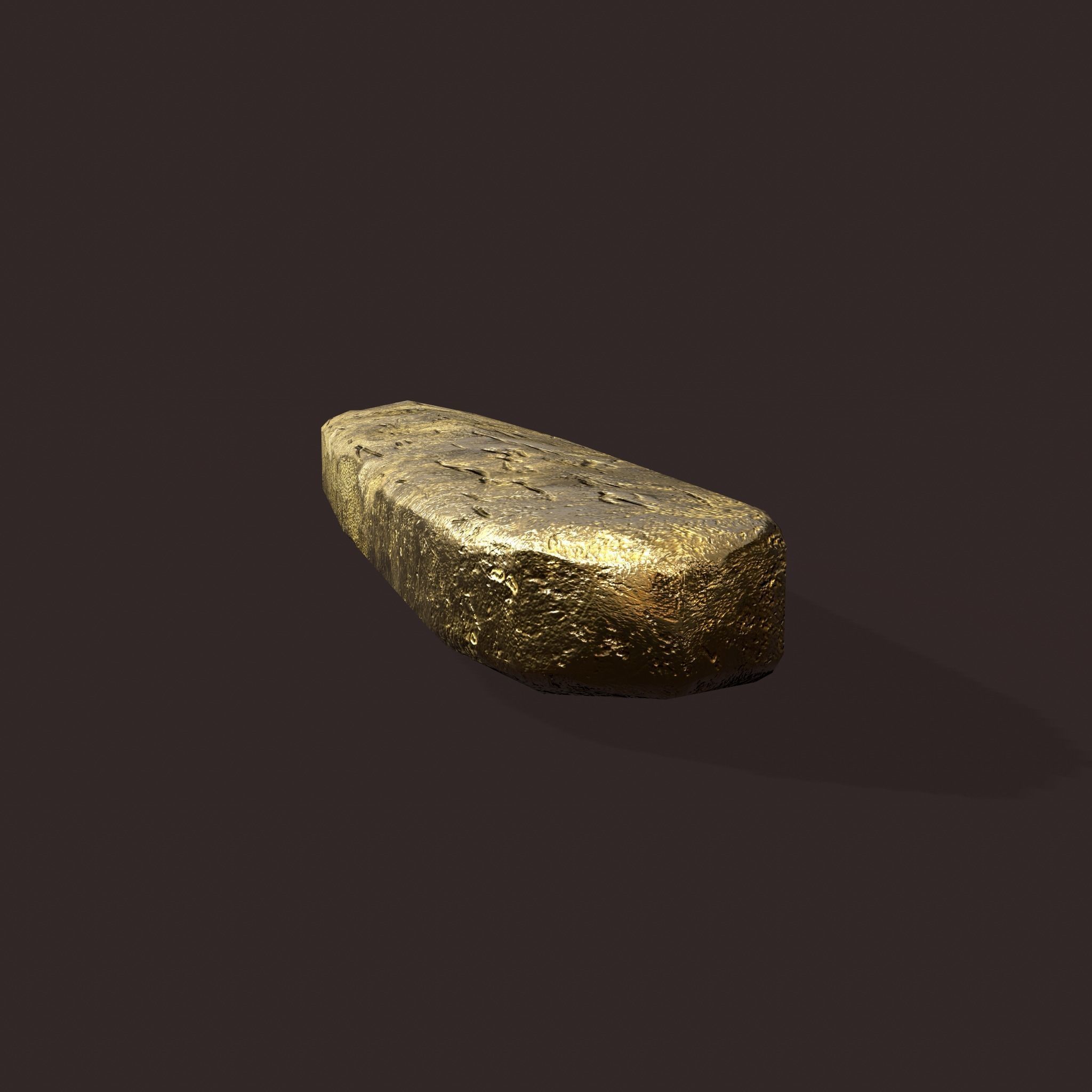Gold Ingot Medium Low-poly 3D model_9