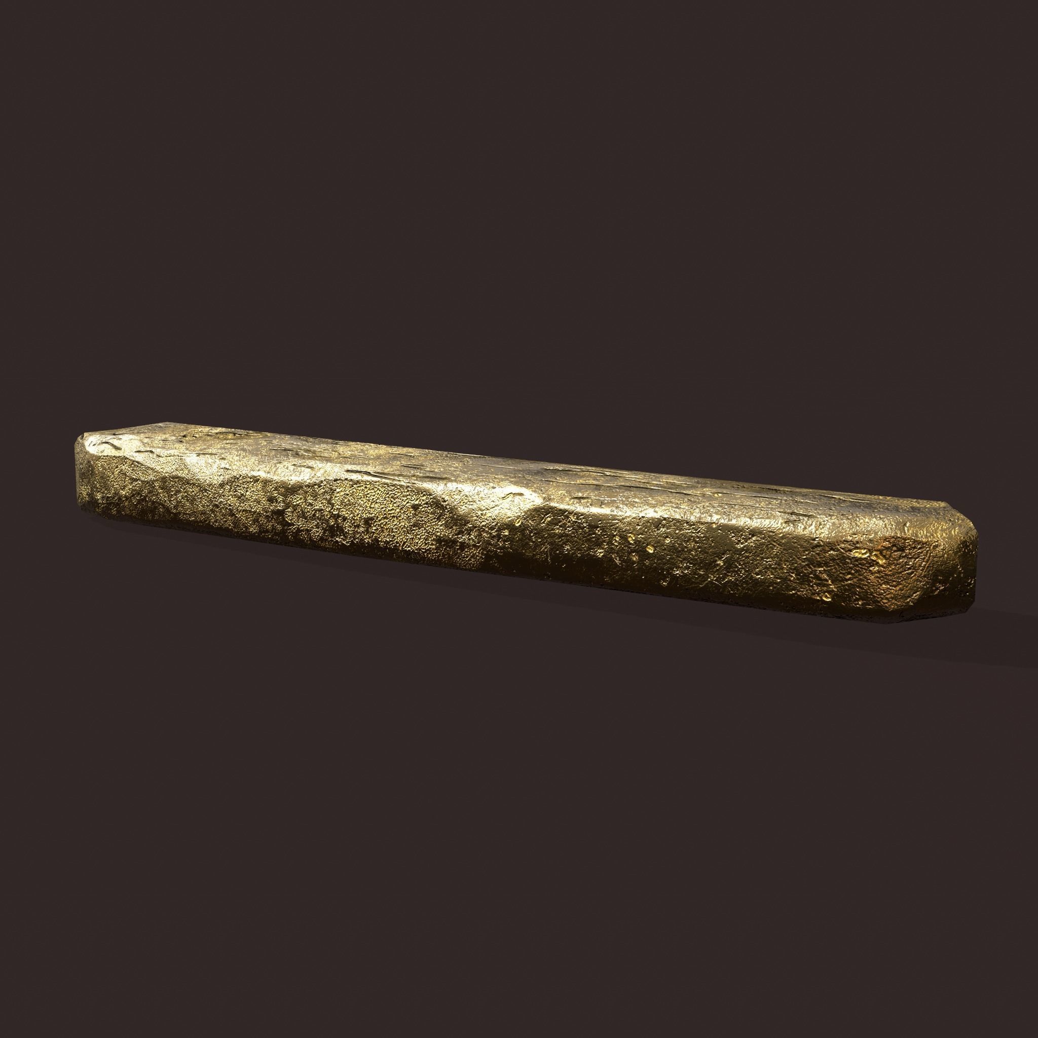 Gold Ingot Medium Low-poly 3D model_10