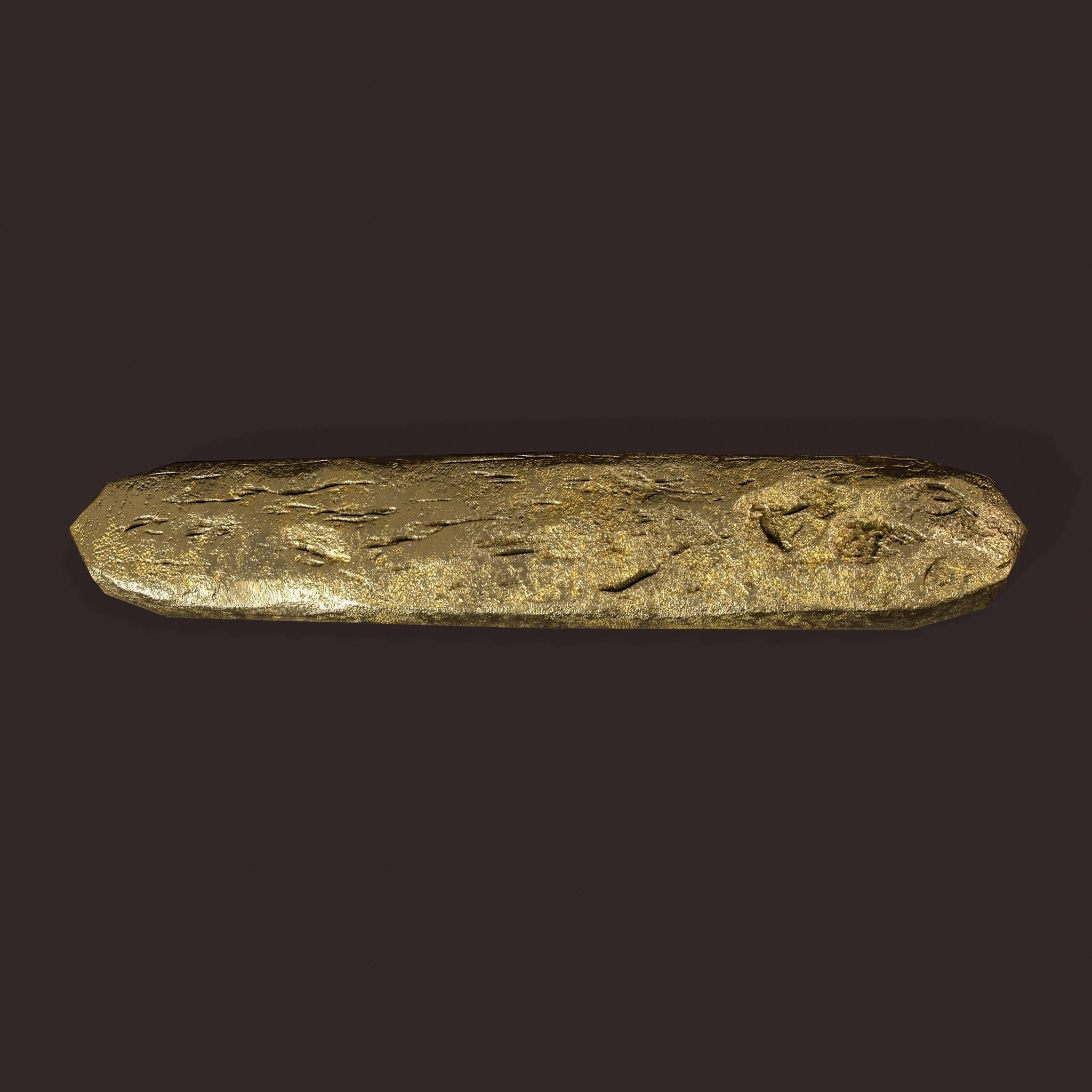 Gold Ingot Medium Low-poly 3D model_4
