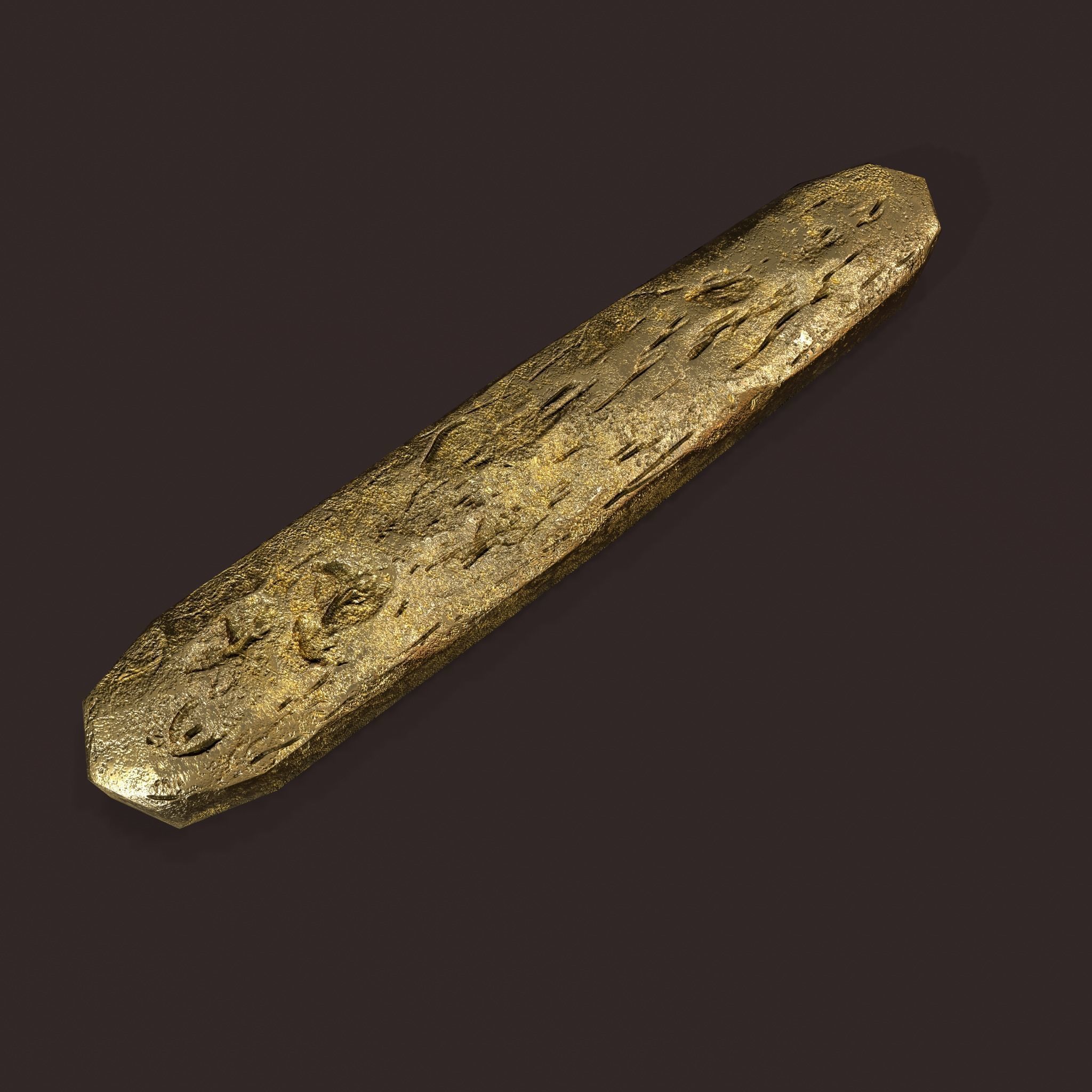 Gold Ingot Medium Low-poly 3D model_6