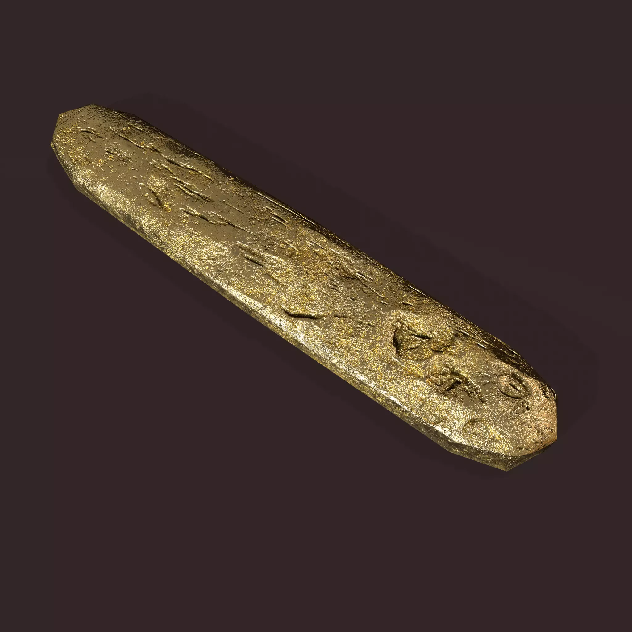 Gold Ingot Medium Low-poly 3D model_0