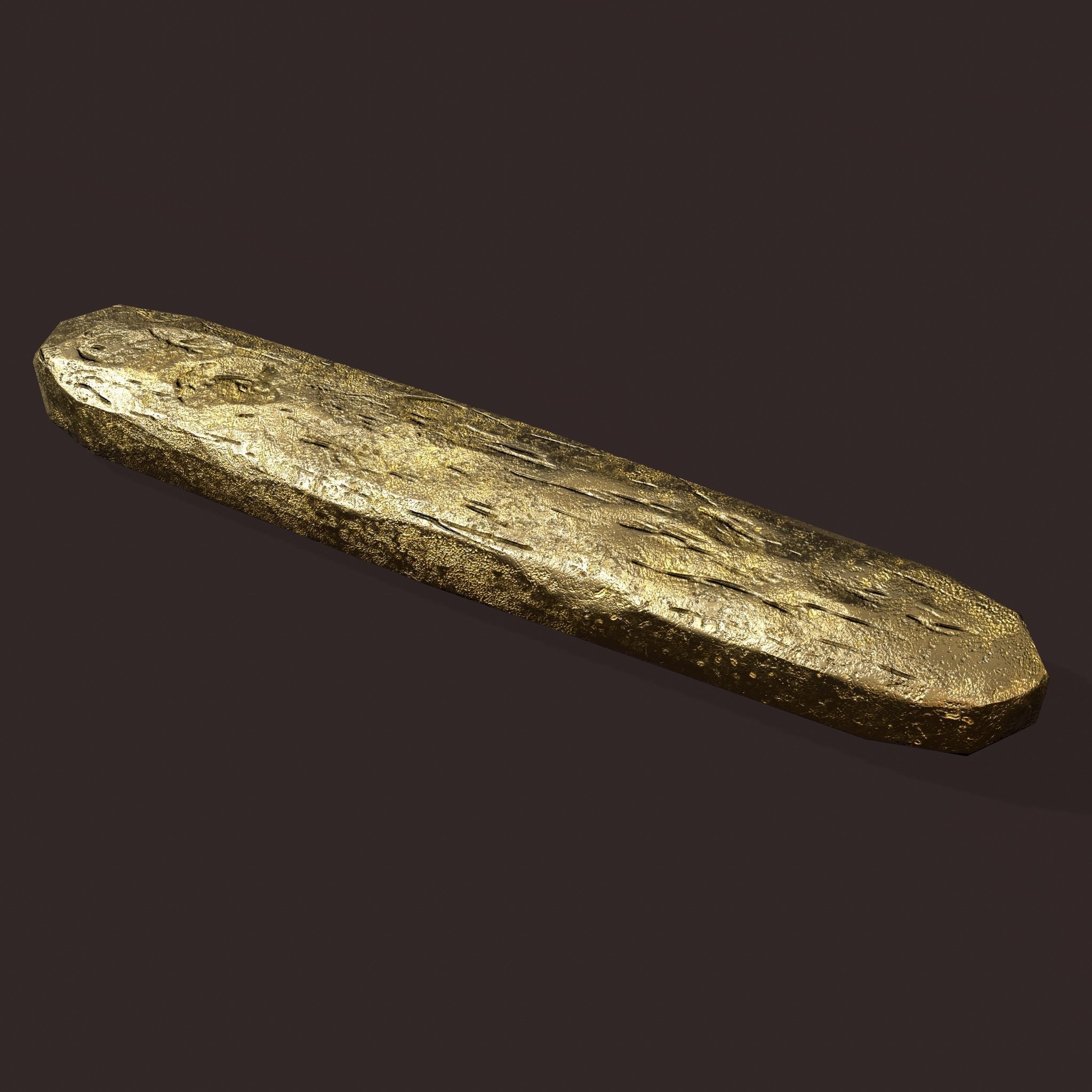 Gold Ingot Medium Low-poly 3D model_13