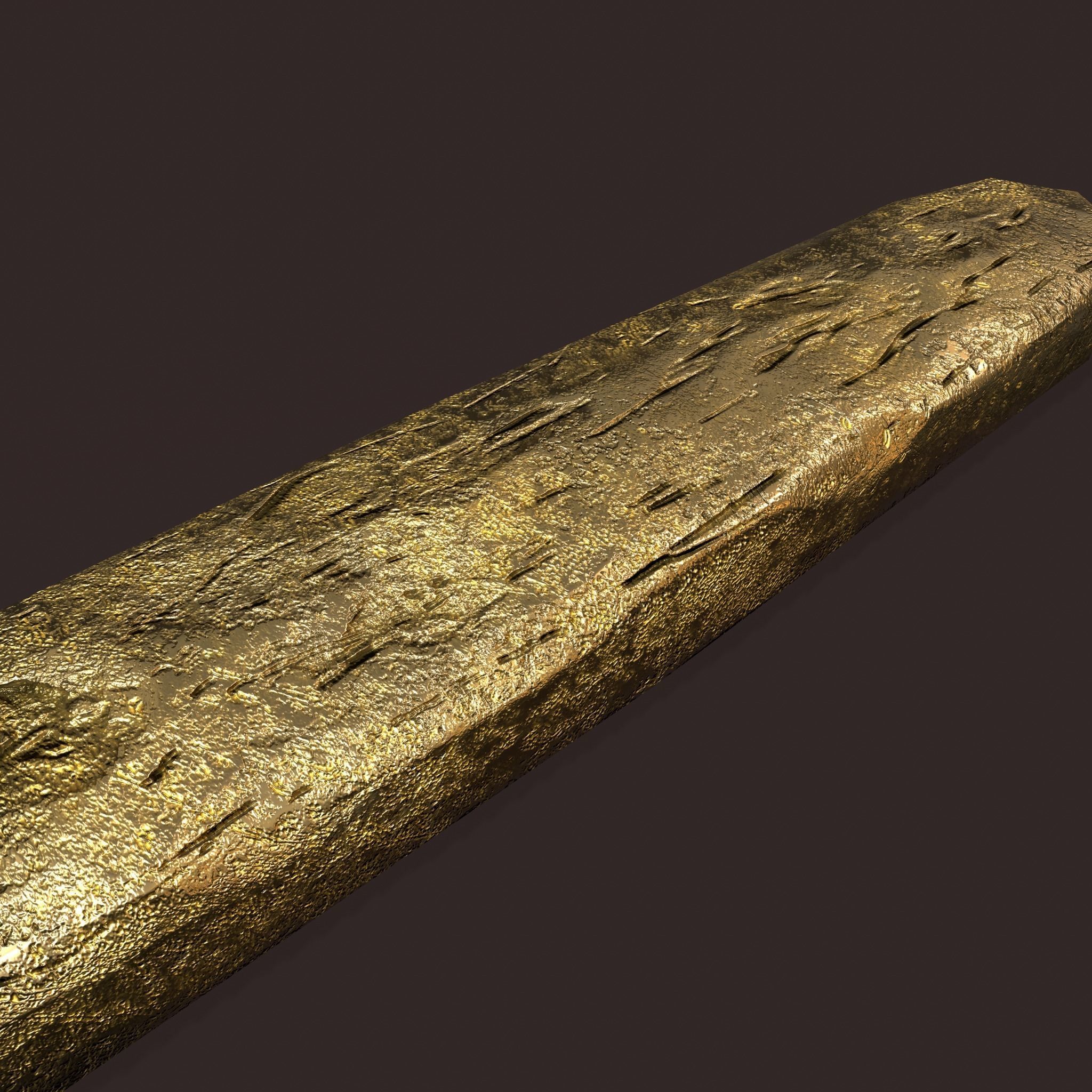 Gold Ingot Medium Low-poly 3D model_20