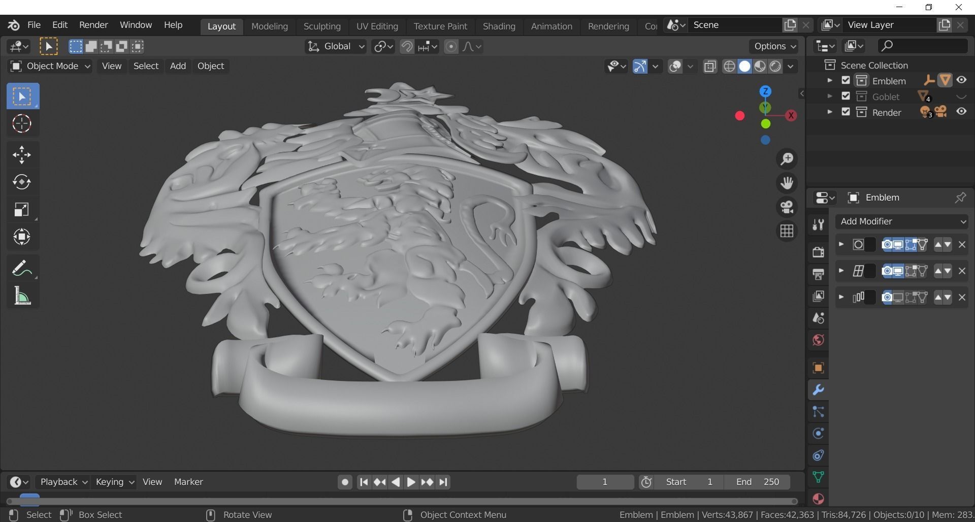 Gryffindor Goblet with Crest 3D model_22
