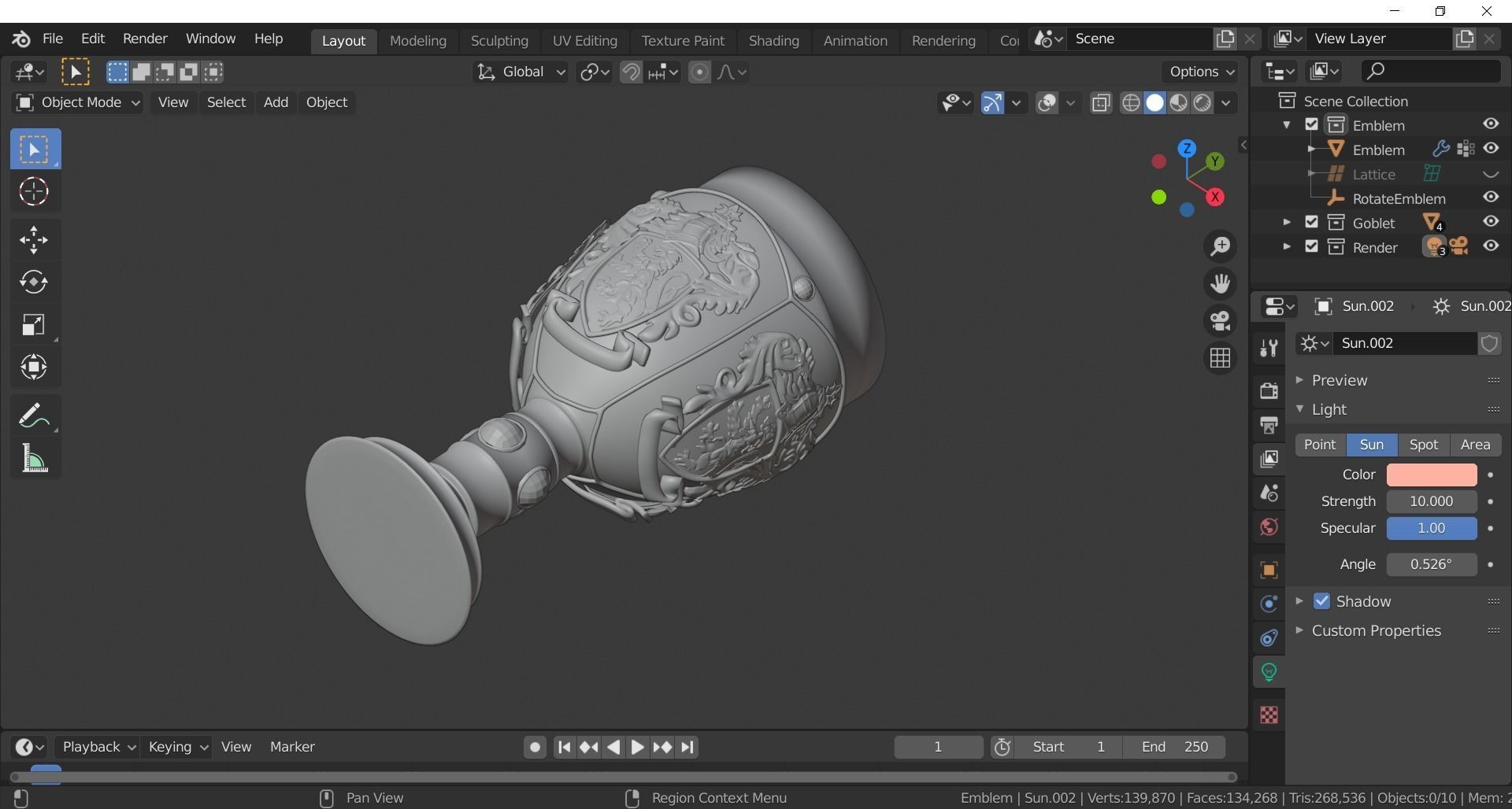 Gryffindor Goblet with Crest 3D model_4