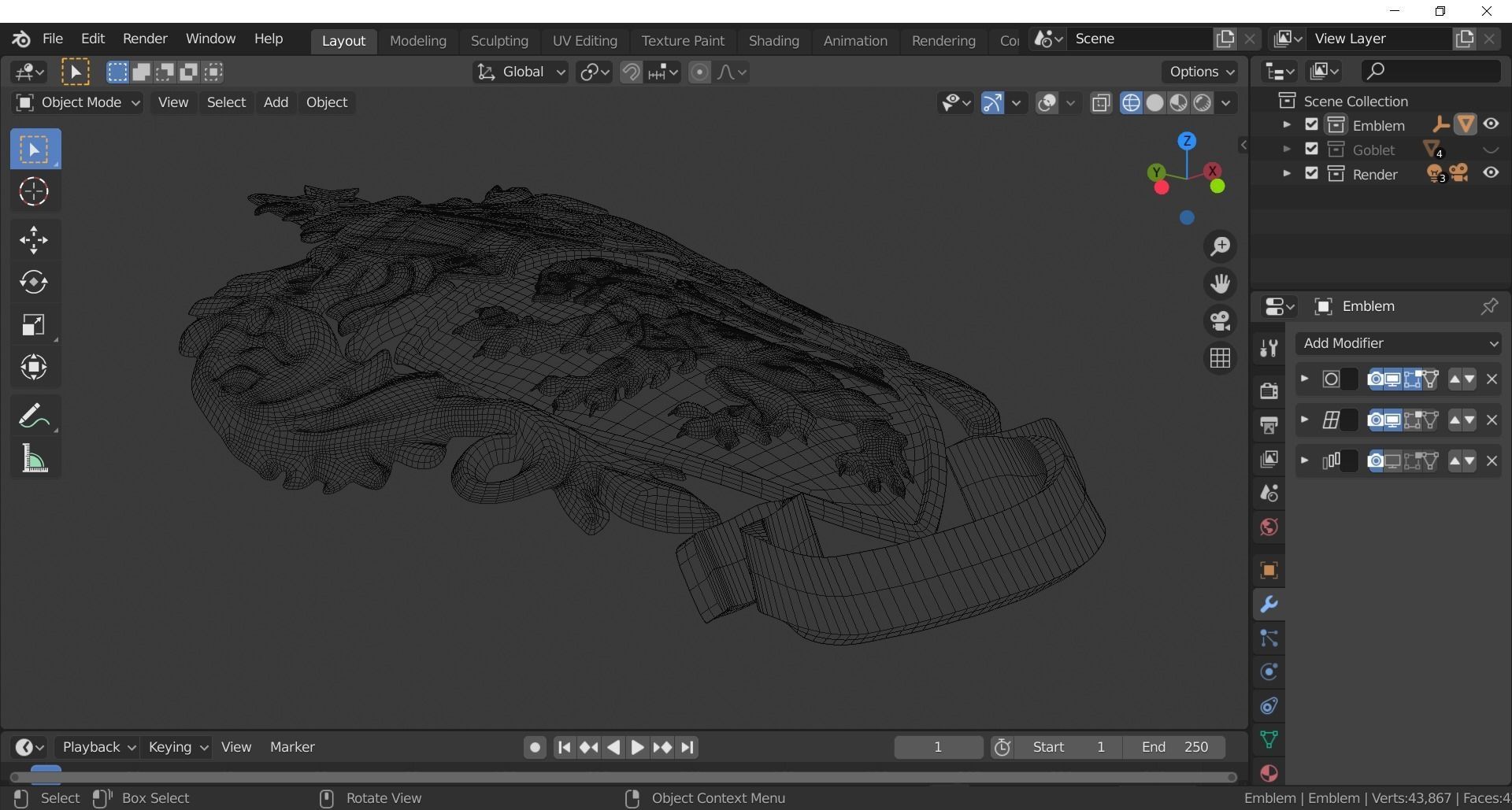 Gryffindor Goblet with Crest 3D model_19