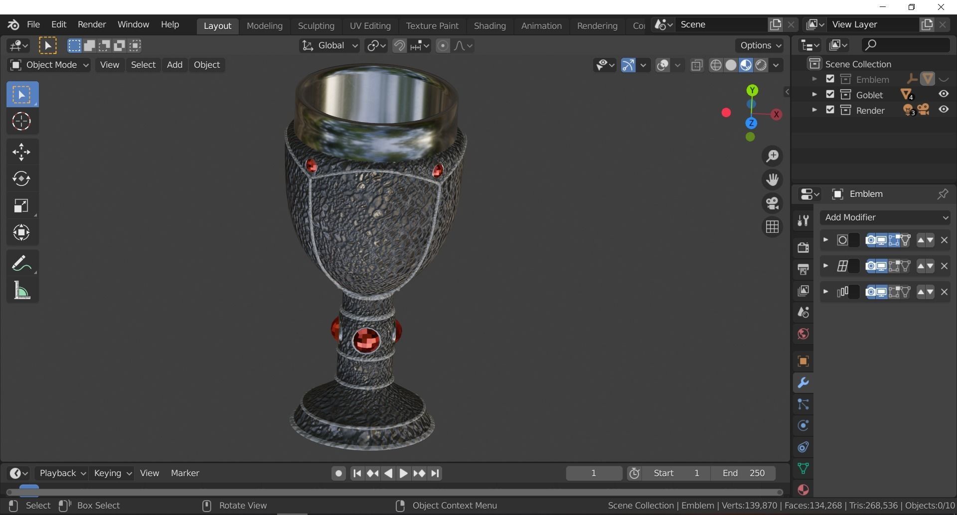 Gryffindor Goblet with Crest 3D model_29