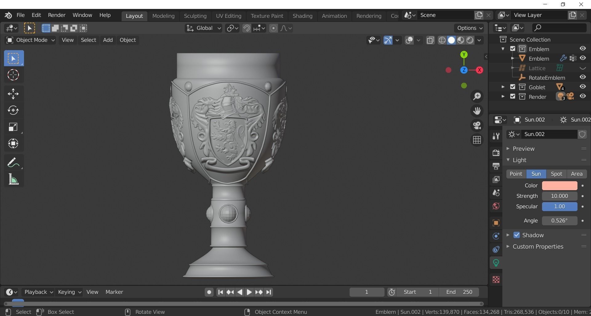 Gryffindor Goblet with Crest 3D model_6