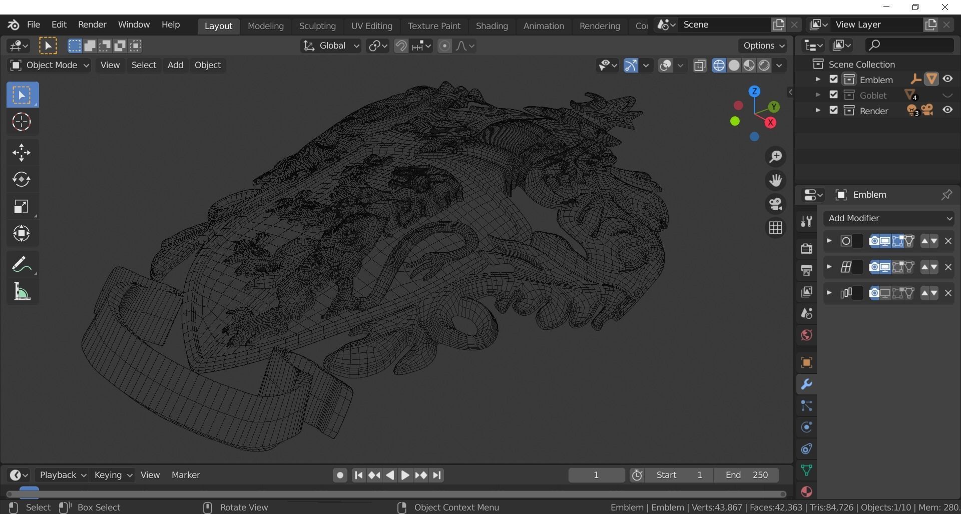 Gryffindor Goblet with Crest 3D model_17